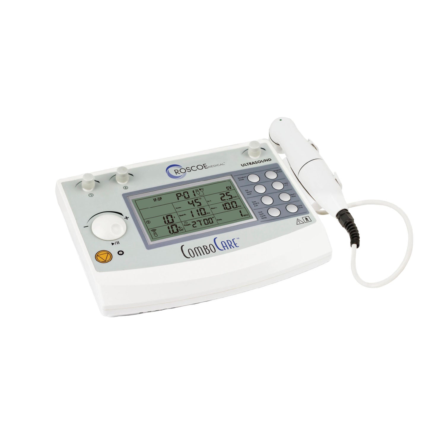 DQ7844 - Compass Health - E-Stim and Ultrasound Professional Device, Comes Complete with: 5cm² Ultrasound Wand, Either Sets of Electrodes, Four Sets of Rubber  Electrodes with Sponges, Two Elastic Straps, Two Sets of Lead Wires, One Combination Therapy L