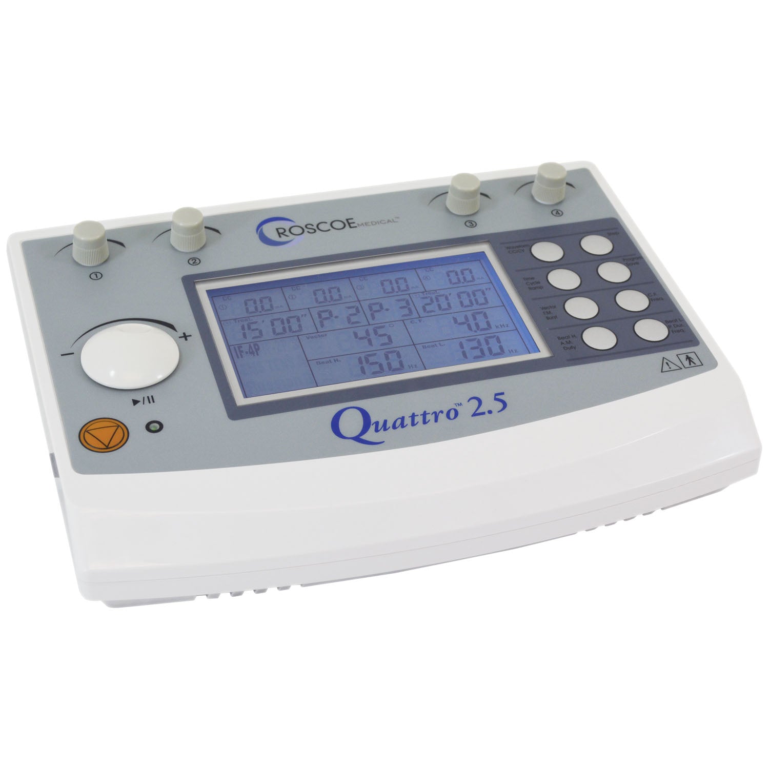 DQ8450 - Compass Health - Electrotherapy Device, Includes: Device, Either Sets of Electrodes, Eight Sets of Rubber Electrodes with Sponges, Four Elastic Straps, Four Sets of Lead Wires, Two Connector Cables, Power Cord, and User Manual with Preset Protoc