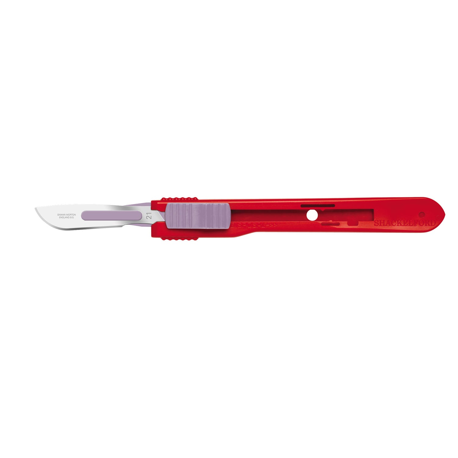 05SM21 - Cincinnati Surgical Company - Safety Scalpels, Swann Morton, Stainless Steel, Red Handle, Size 21, Disposable, Sterile, 25/bx (DROP SHIP ONLY)    , bx
