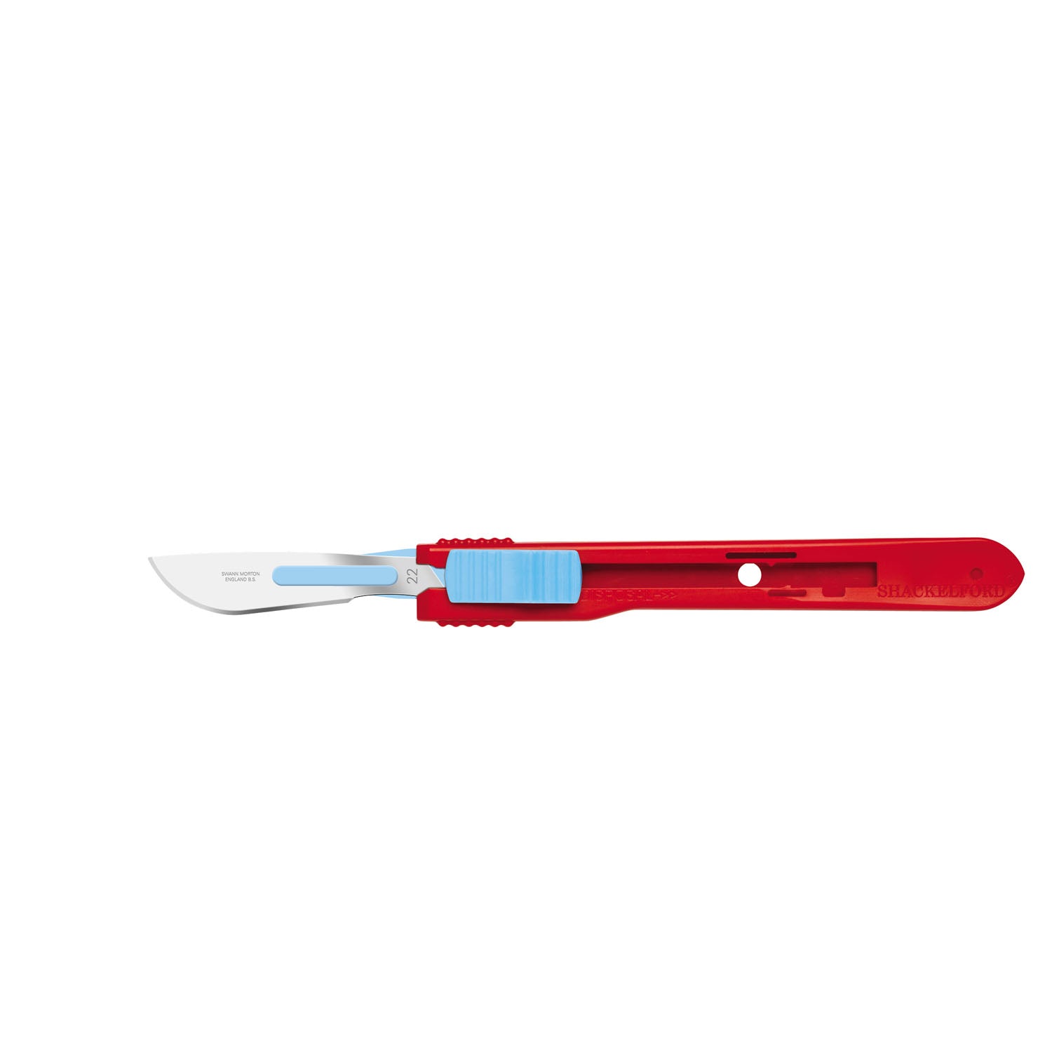 05SM22 - Cincinnati Surgical Company - Safety Scalpels, Swann Morton, Stainless Steel, Red Handle, Size 22, Disposable, Sterile, 25/bx (DROP SHIP ONLY)    , bx