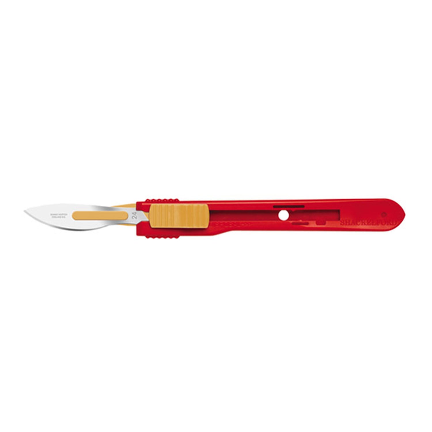 05SM24 - Cincinnati Surgical Company - Safety Scalpels, Swann Morton, Stainless Steel, Red Handle, Size 24, Disposable, Sterile, 25/bx (DROP SHIP ONLY)    , bx
