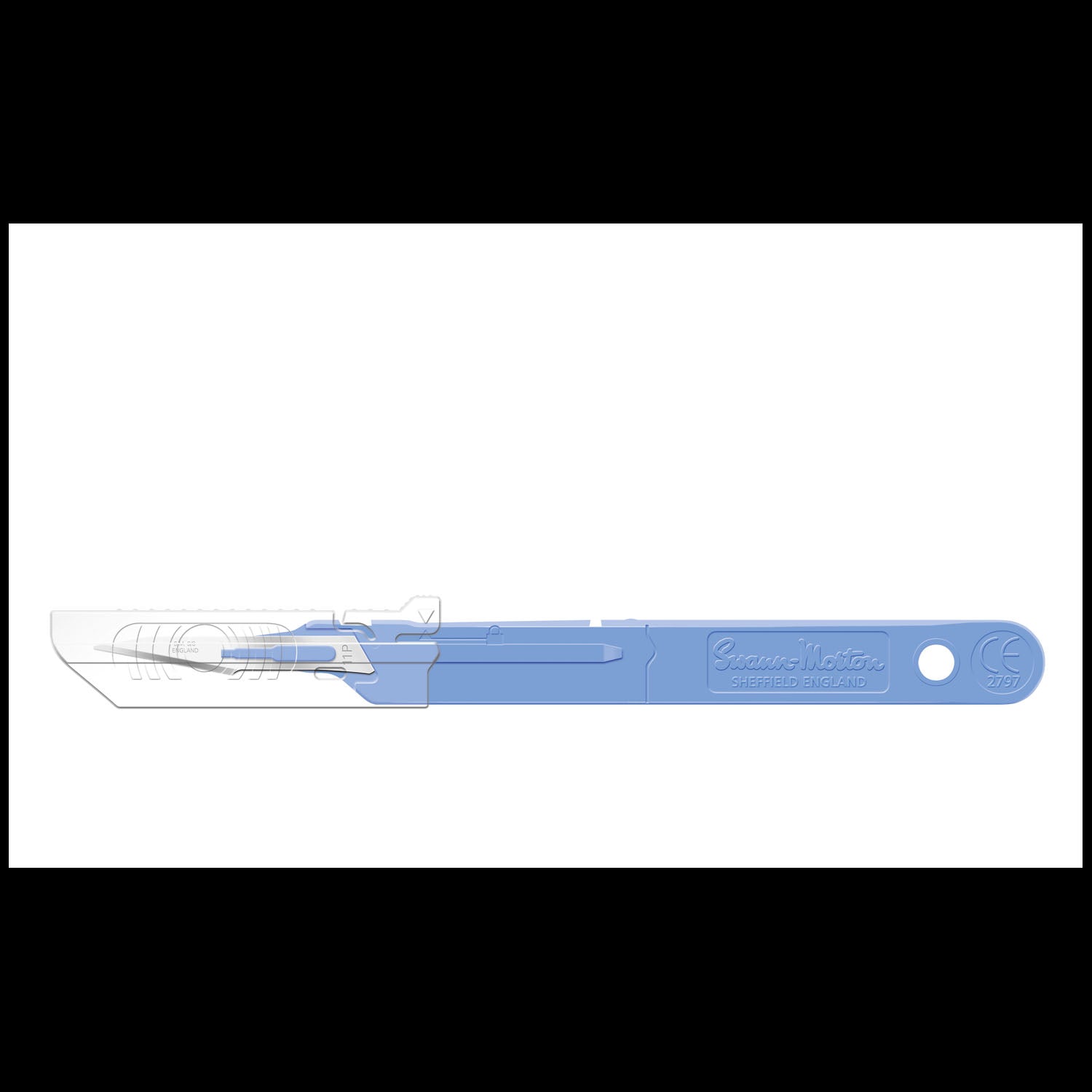 SM3591 - Cincinnati Surgical Company - Bisturí de seguridad n.° 11P con protector retráctil, a granel, no estéril, 500/caja (SOLO ENVÍO DIRECTO), caja