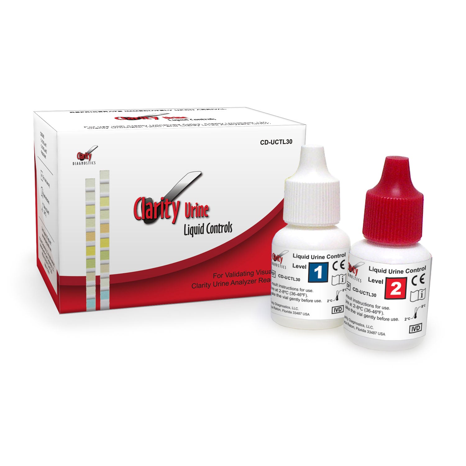 CD-UCTL30 - Clarity Diagnostics, LLC - Clarity 尿液液體對照半定量（試紙）檢測，包含 3 支 10mL 陽性對照和 3 支 10mL 陰性對照，僅適用於 Clarity 尿液分析試紙和所有 Clarity 尿液分析儀。