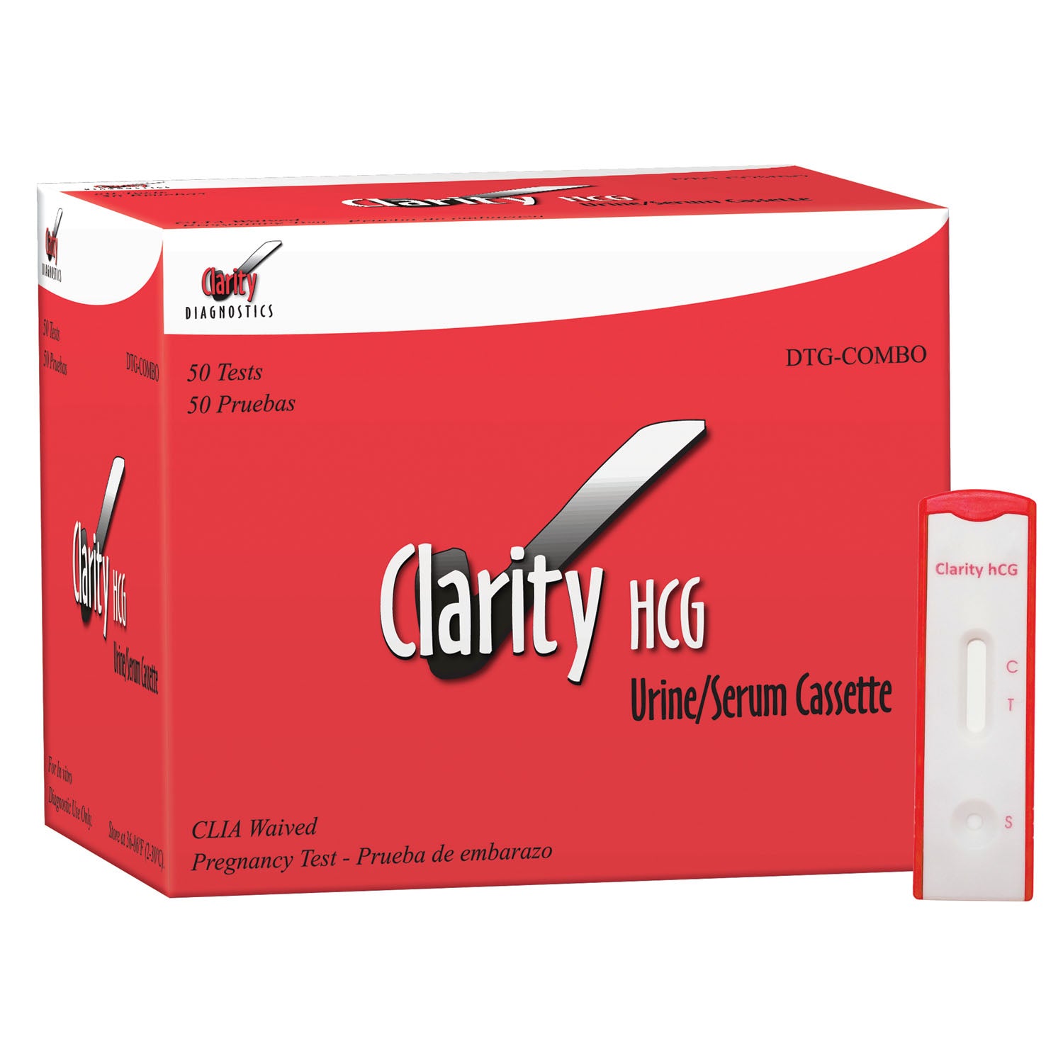 DTG-COMBO - Clarity Diagnostics, LLC - Clarity HCG 組合試劑盒，CLIA 豁免認證，50 盒/盒