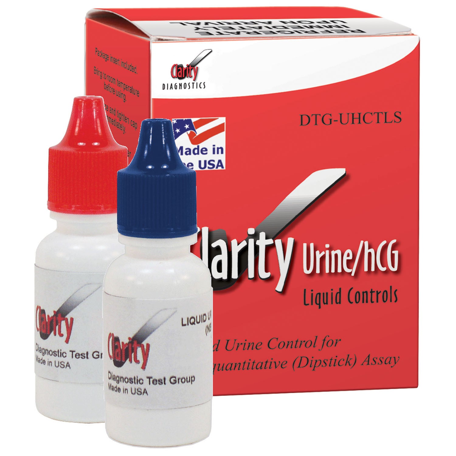 DTG-UHCTLS - Clarity Diagnostics, LLC - Clarity 尿液/HCG 液態品控品半定量（試紙）檢測，2 級組。 1x15mL（適用於醫生/小型實驗室），易於分裝的滴管瓶，可與 Clarity Urocheck 10SG 和其他尿液分析儀配合使用。