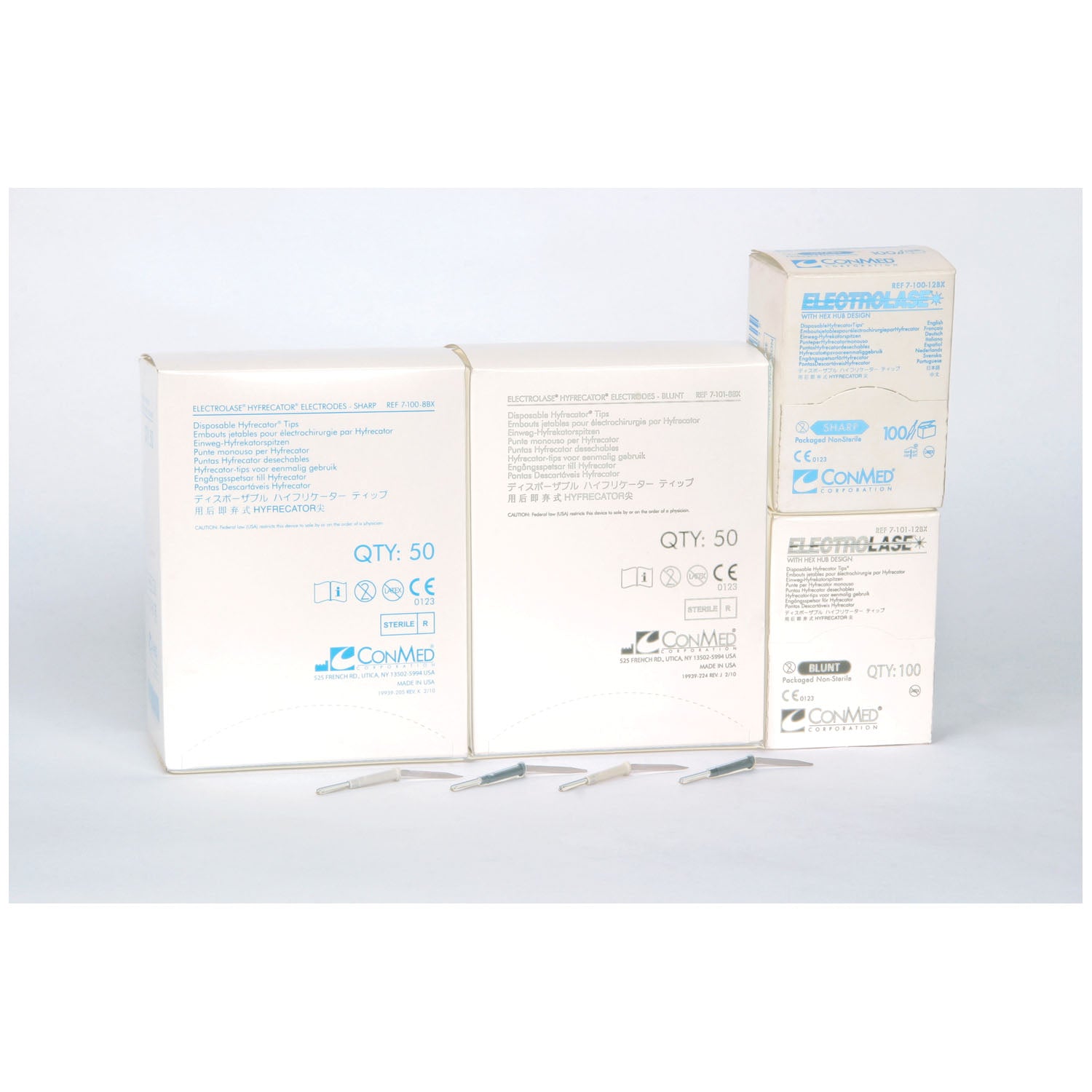 7-100-12BX - Conmed Corporation - Sharp Tips Ideal For Pinpoint Coagulation Procedures, Light Gray Plastic Base, Non-Sterile, 100/bx    , bx