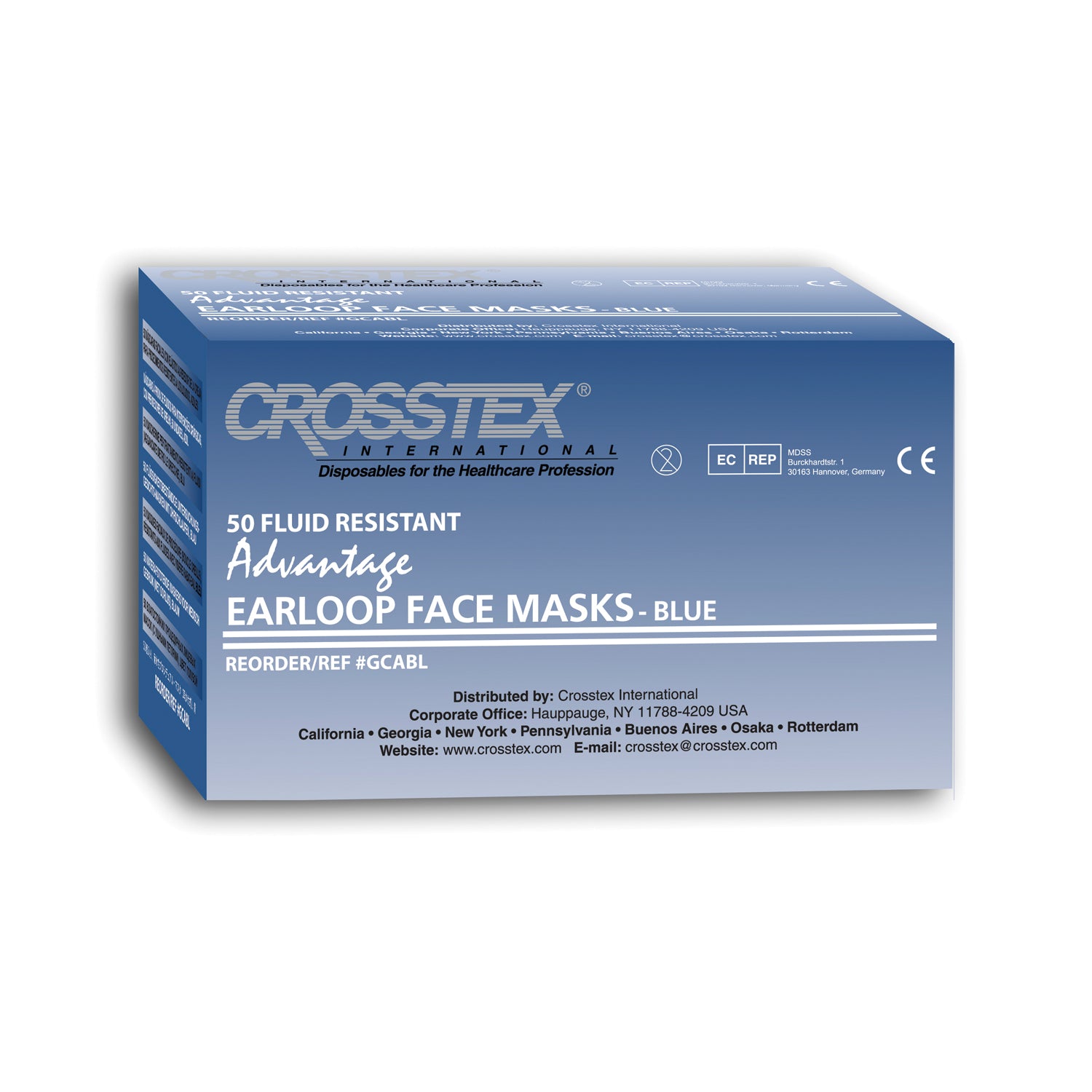 GCABL - Crosstex International - Mask, Latex Free (LF), Blue, 50/bx, 10 bx/cs (60 cs/plt)    , cs