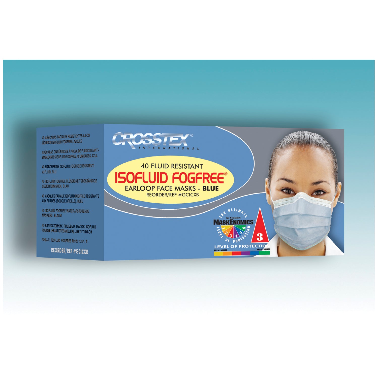 GCICXB - Crosstex International - ASTM Level 1 Mask, Latex Free (LF), Blue, 40/bx, 10 bx/ctn    , ctn