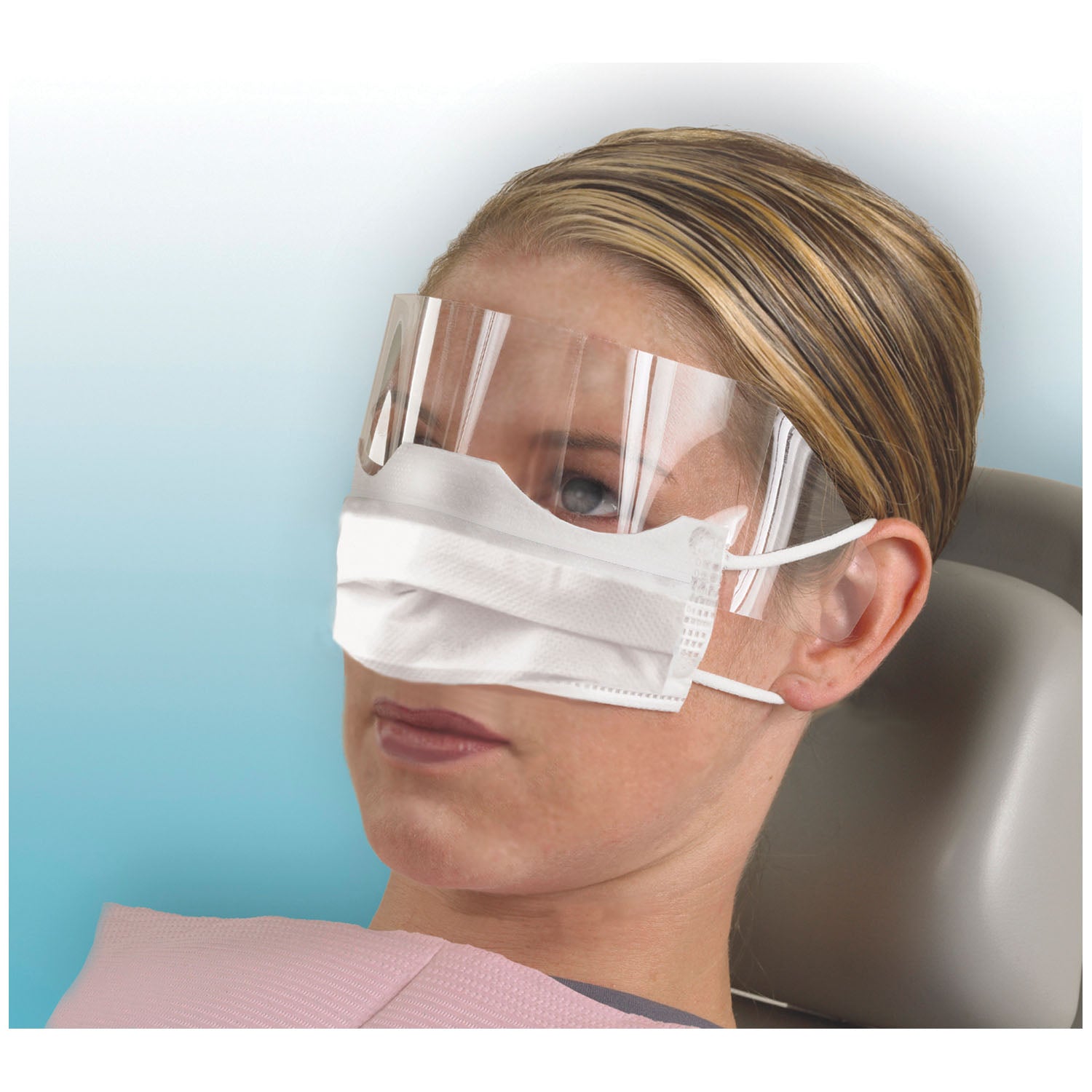 GCPAT - Crosstex International - Patients Safety Mask, Shield, Earloop, White, 25/box, 8 bx/cs    , cs