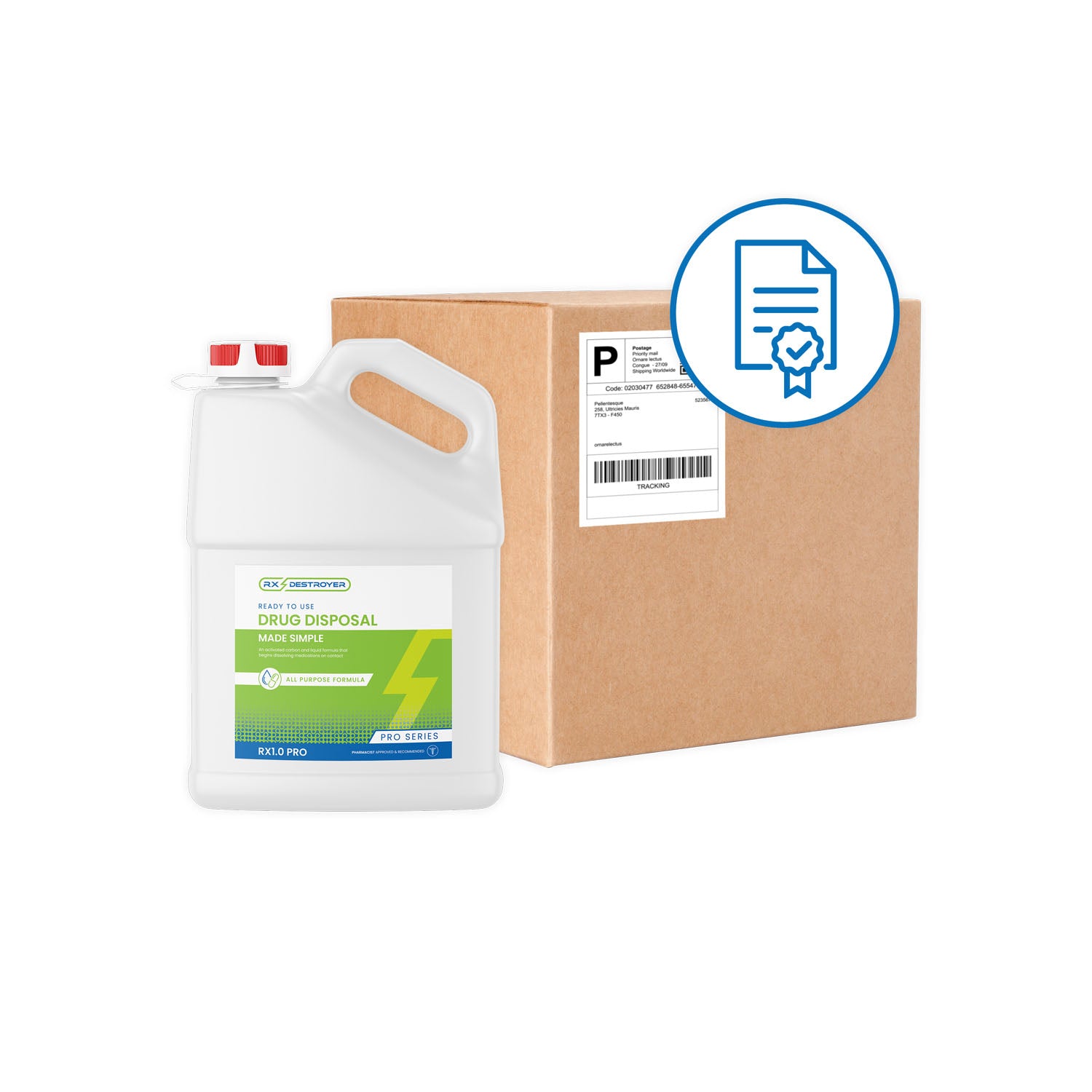 RX1.0PROMB - C2R Global Manufacturing - Rx Destroyer™ Pro Series, All-Purpose, 1 Gallon Bottle, Tethered Cap & View Guage, 4 btl/cs    , cs