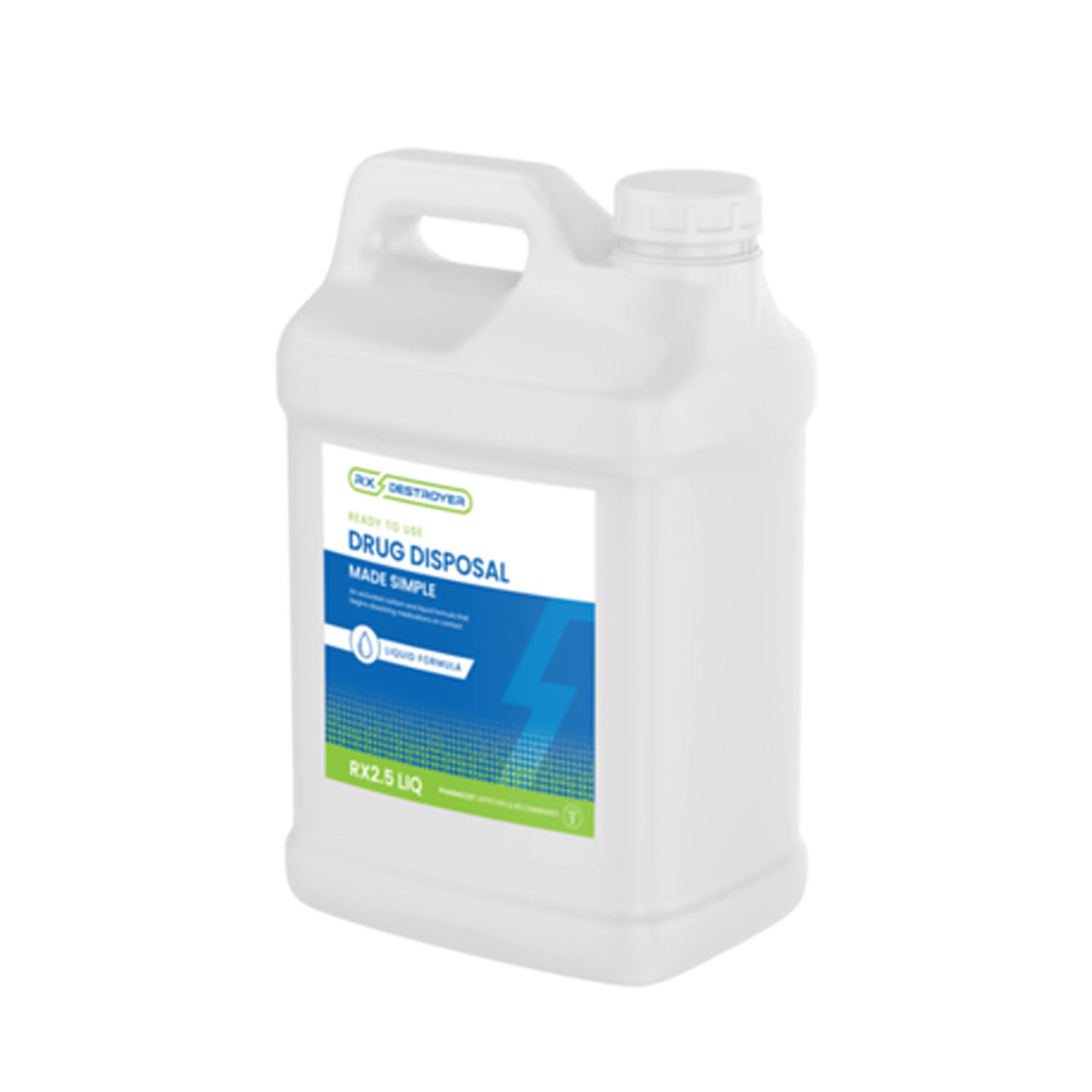 RX2.5LIQ - C2R Global Manufacturing - Fórmula líquida Rx Destroyer™ solo para medicamentos con sobres de endurecedor, botellas de 2.5 galones, 2 botellas/caja