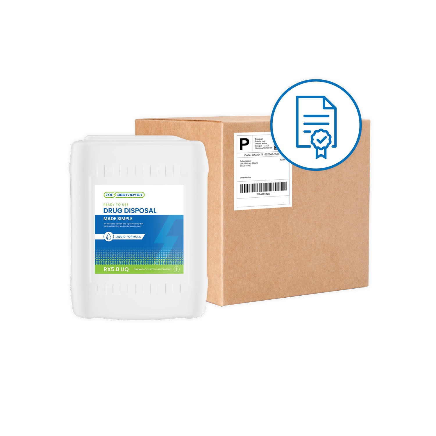 RX5LIQMB - C2R Global Manufacturing - Rx Destroyer™ Liquid Meds Only Formula with Hardener Packets, 5 Gallon Container    , ea