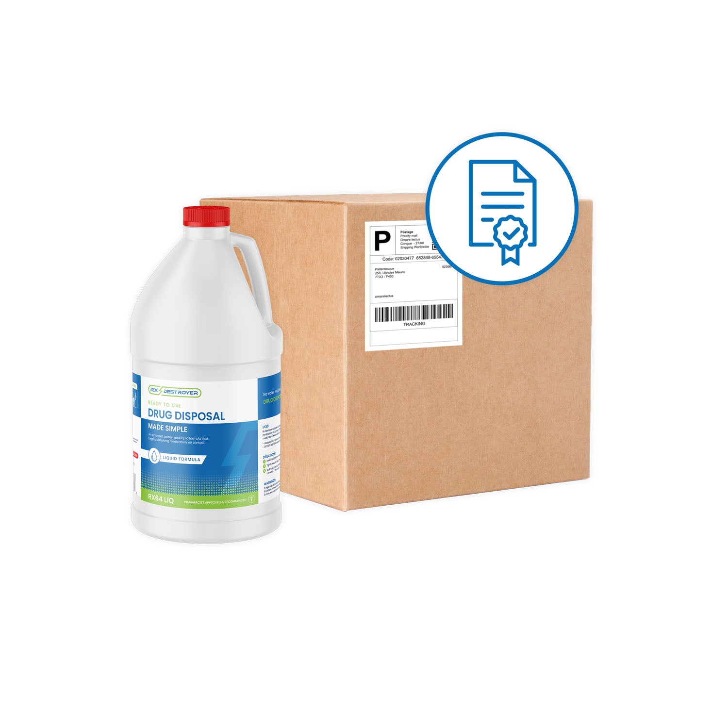 RX64LIQMB - C2R Global Manufacturing - Rx Destroyer™ Liquid Meds Only Formula with Hardener Packets, 64oz Bottle, 4 btl/cs    , cs