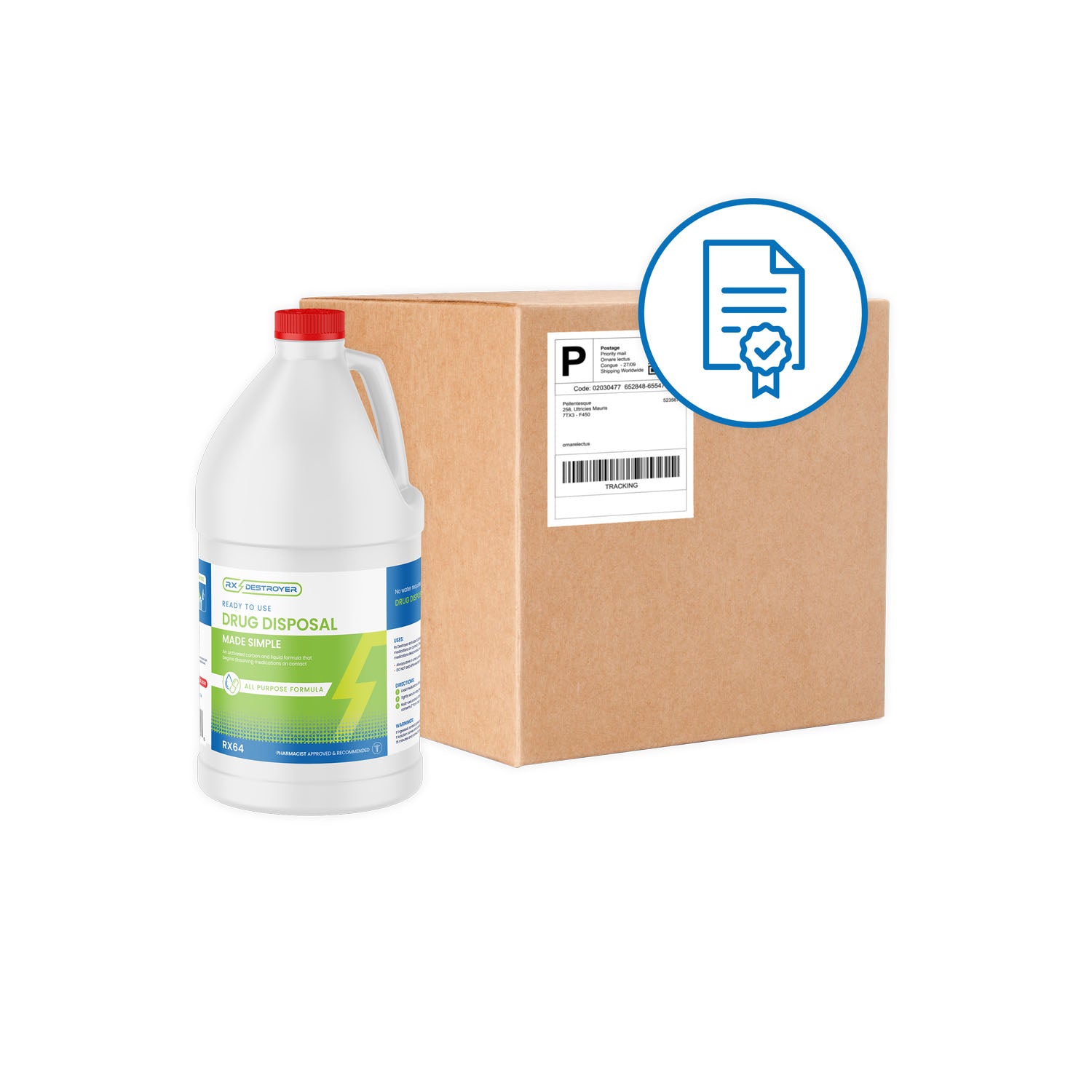 RX64MB - C2R Global Manufacturing - Rx Destroyer™ All-Purpose, 64zo Bottle, Tethered Cap & View Guage, 4 btl/cs (Temporarily Unavailable for Sale)     , cs