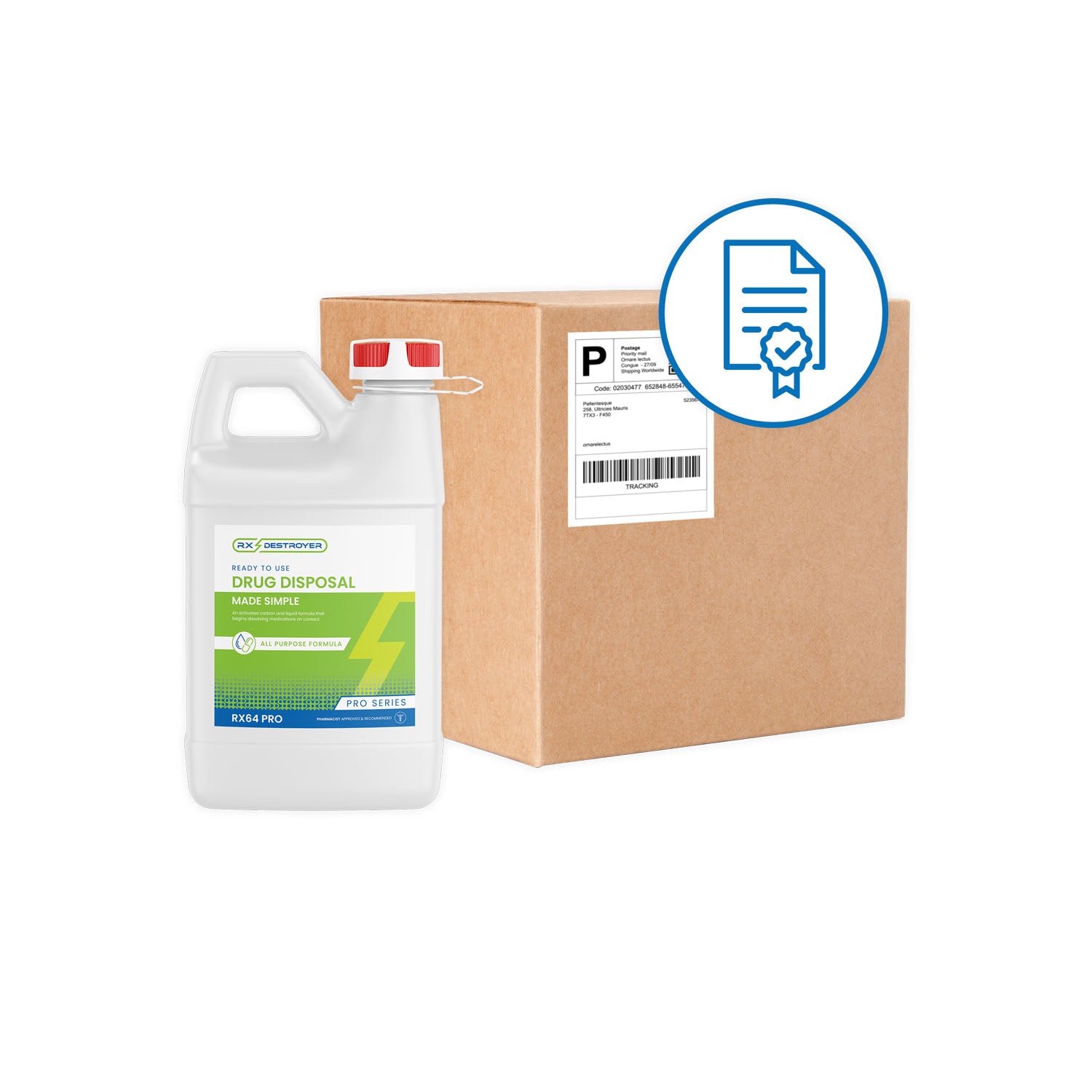 RX64PROMB - C2R Global Manufacturing - Rx Destroyer™ Pro Serices, All-Purpose, 64zo Bottle, Tethered Cap & View Guage, 4 btl/cs (Must Provide End User Contact Name, Email Address, and Phone # When Ordering)    , cs
