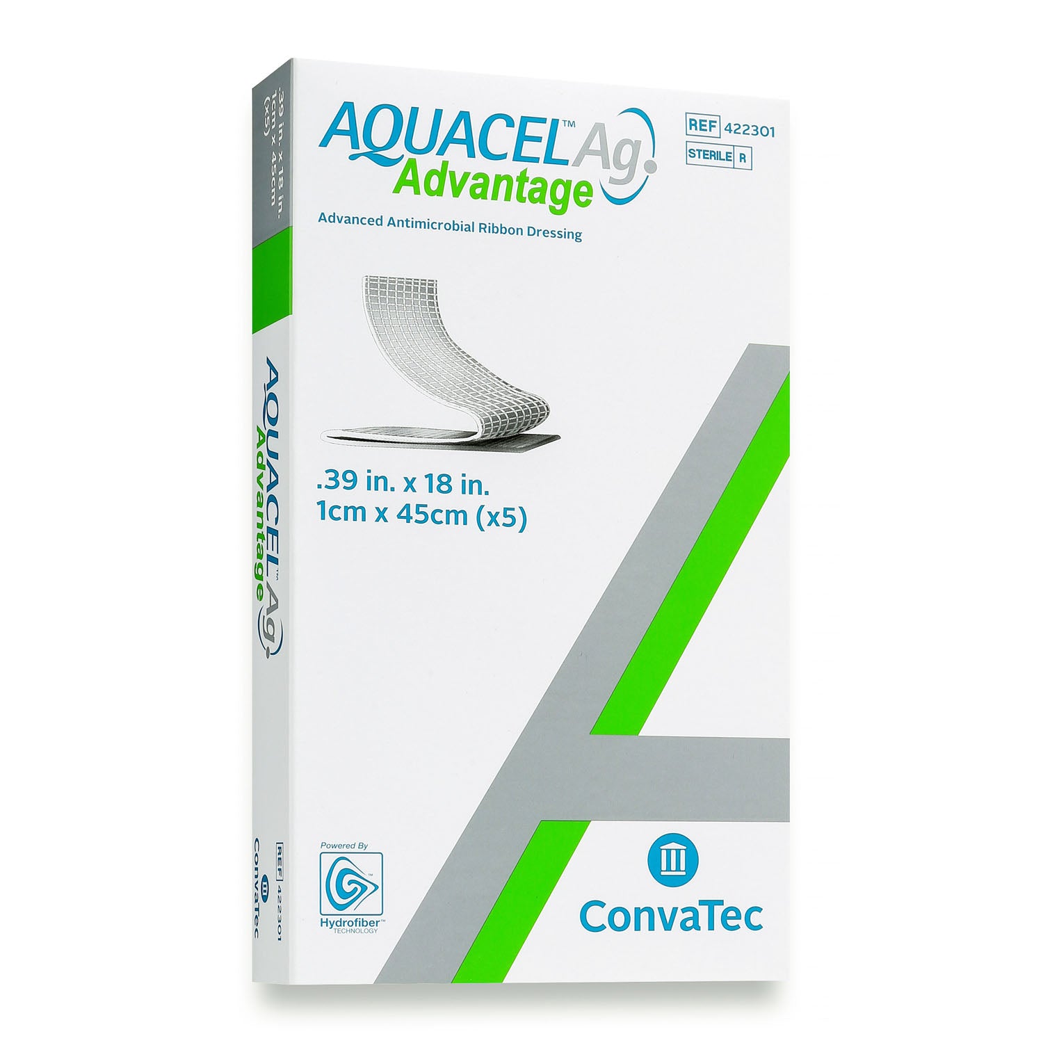 422301 - Convatec - Ag Advantage, Enhanced Hydrofiber with Silver, Non-Adhesive, .39" x 18", 5/bx (Continental US Only)    , bx