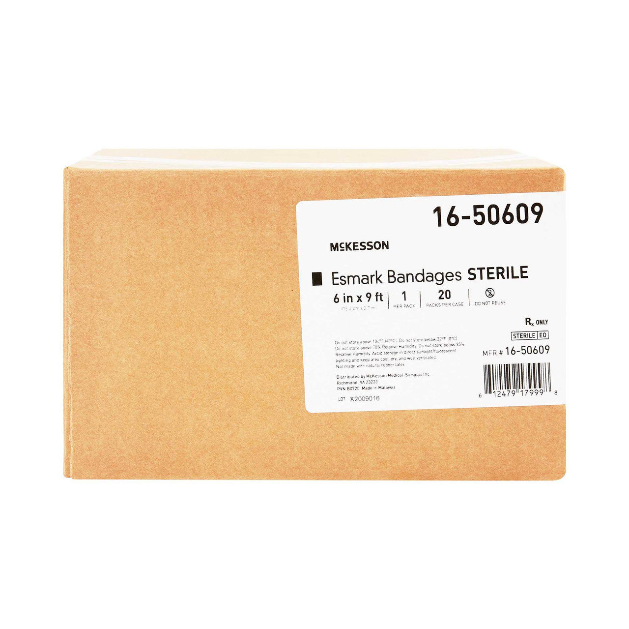 372746 - McKesson - Esmark Compression Bandage McKesson 6 Inch x 3 Yard No Closure Blue Sterile High Compression 16-50609 Pack of 1, (EA)