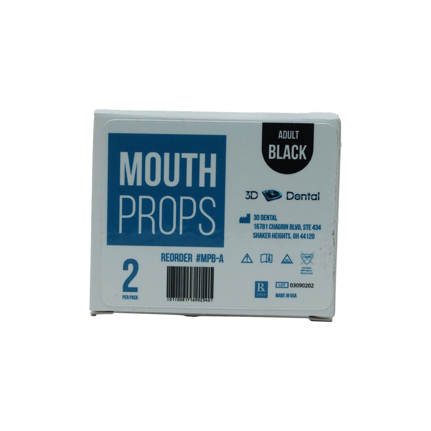 MPB-A - 3D Dental - Mouth Props, Adult, Black-2/PK     , pk