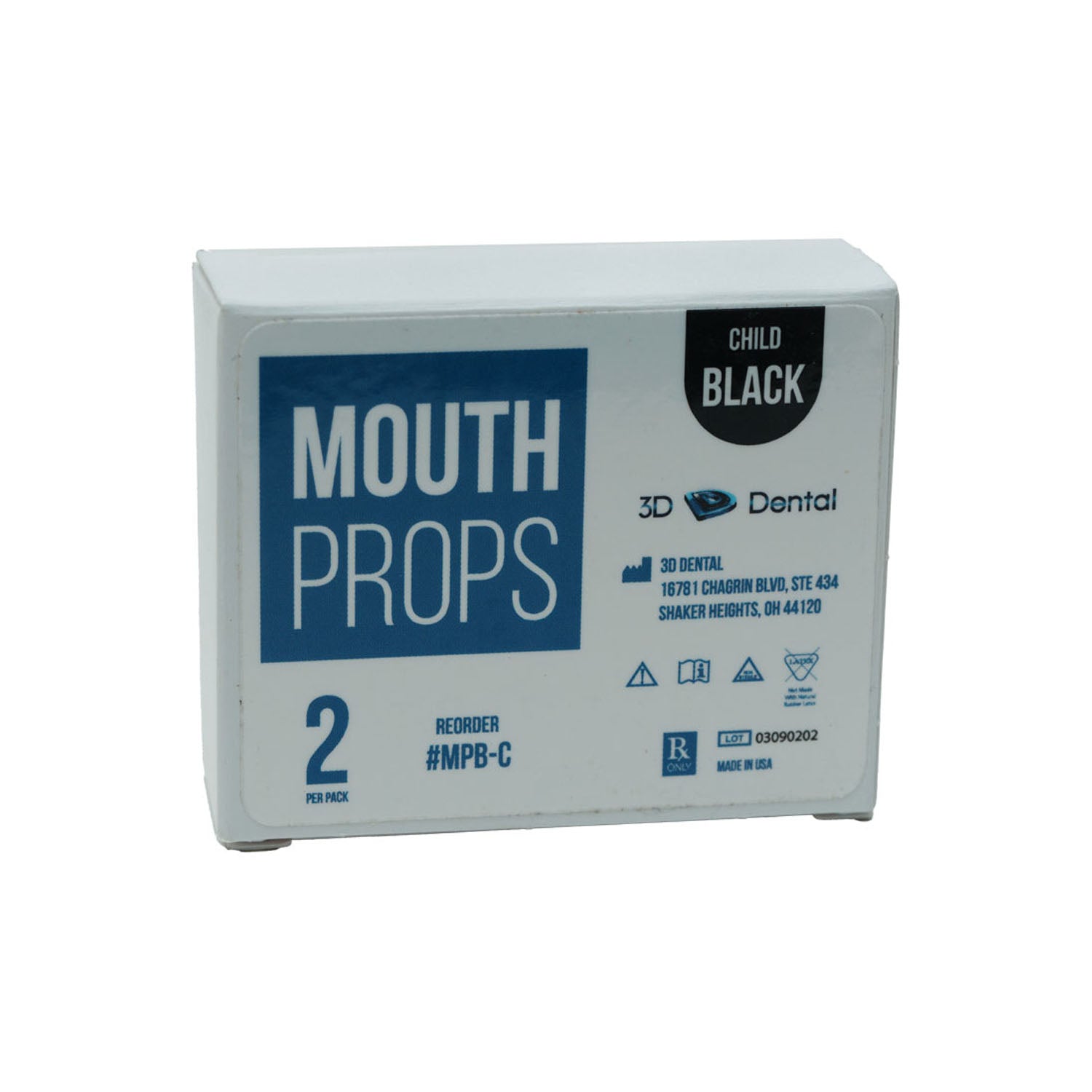 MPB-C - 3D Dental - Mouth Props, Child, Black-2/PK    , pk
