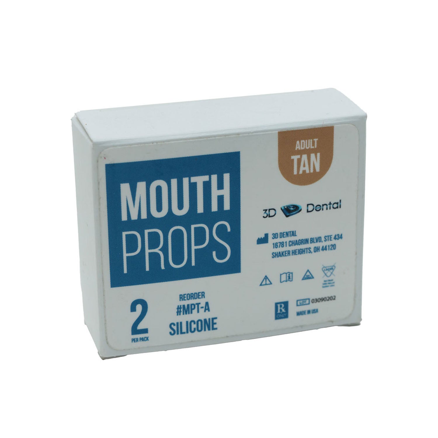 MPT-A - 3D Dental - Mouth Props, Adult, Tan, Silicone-2/PK    , pk