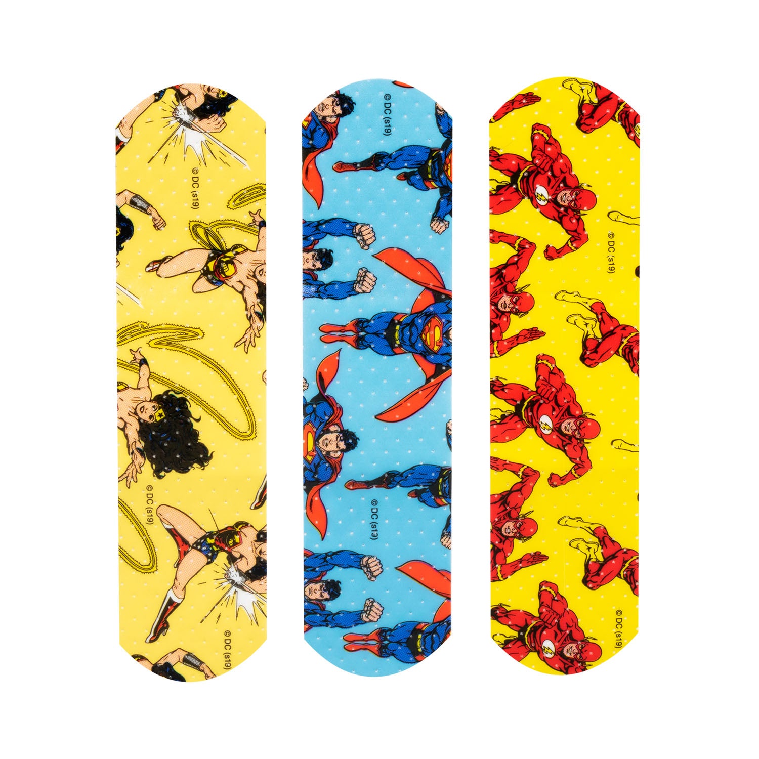 10790 - Dukal Corporation - Stat Strip® Adhesive Bandage, Justice League™ Superwoman, Wonderwoman & Flash, ¾" x 3", 100/bx, 12 bx/cs (Item is not authorized to be sold in any direct-to-consumer platform or retail space which includes, but is not limited