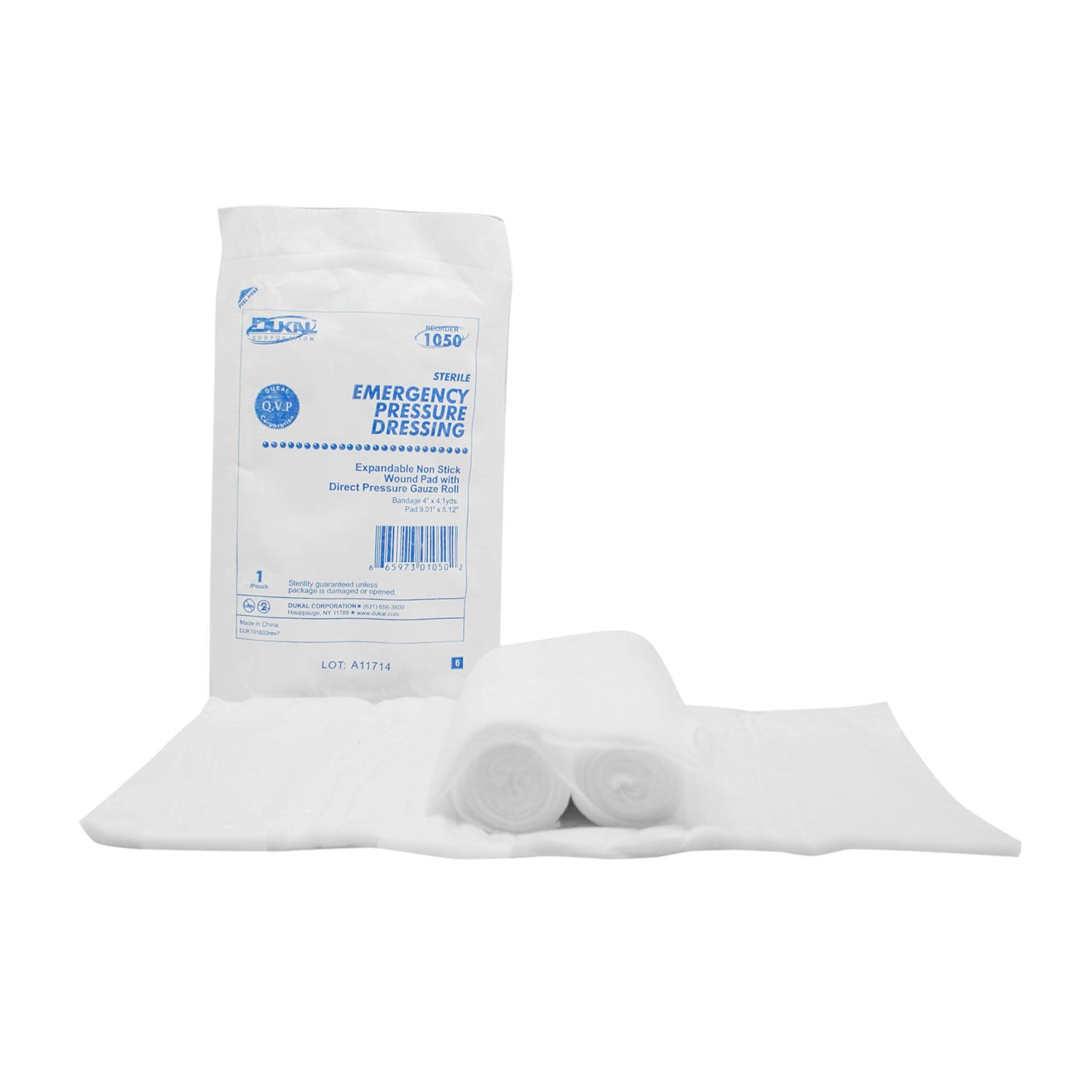 1050 - Dukal Corporation - Emergency Pressure Dressing, Sterile, 1/pk, 50 pk/cs    , cs
