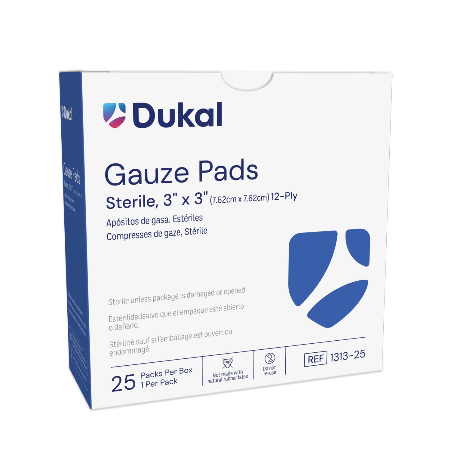 1313-25 - Dukal Corporation - Gauze Pad, 3" x 3", 12-Ply, Sterile, 1/pk, 25 pk/bx, 24 bx/cs    , cs
