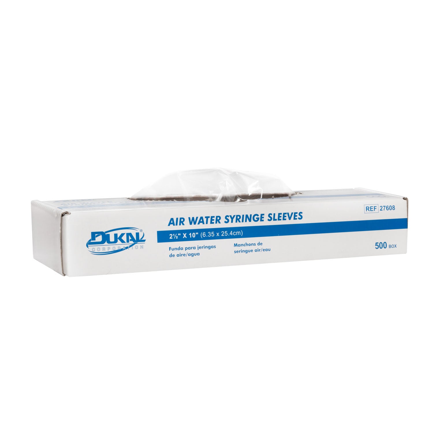 27608 - Dukal Corporation - Fundas para jeringas de aire/agua, 2½" x 10", 500/caja, 36 cajas/caja (28 cajas/plt), caja