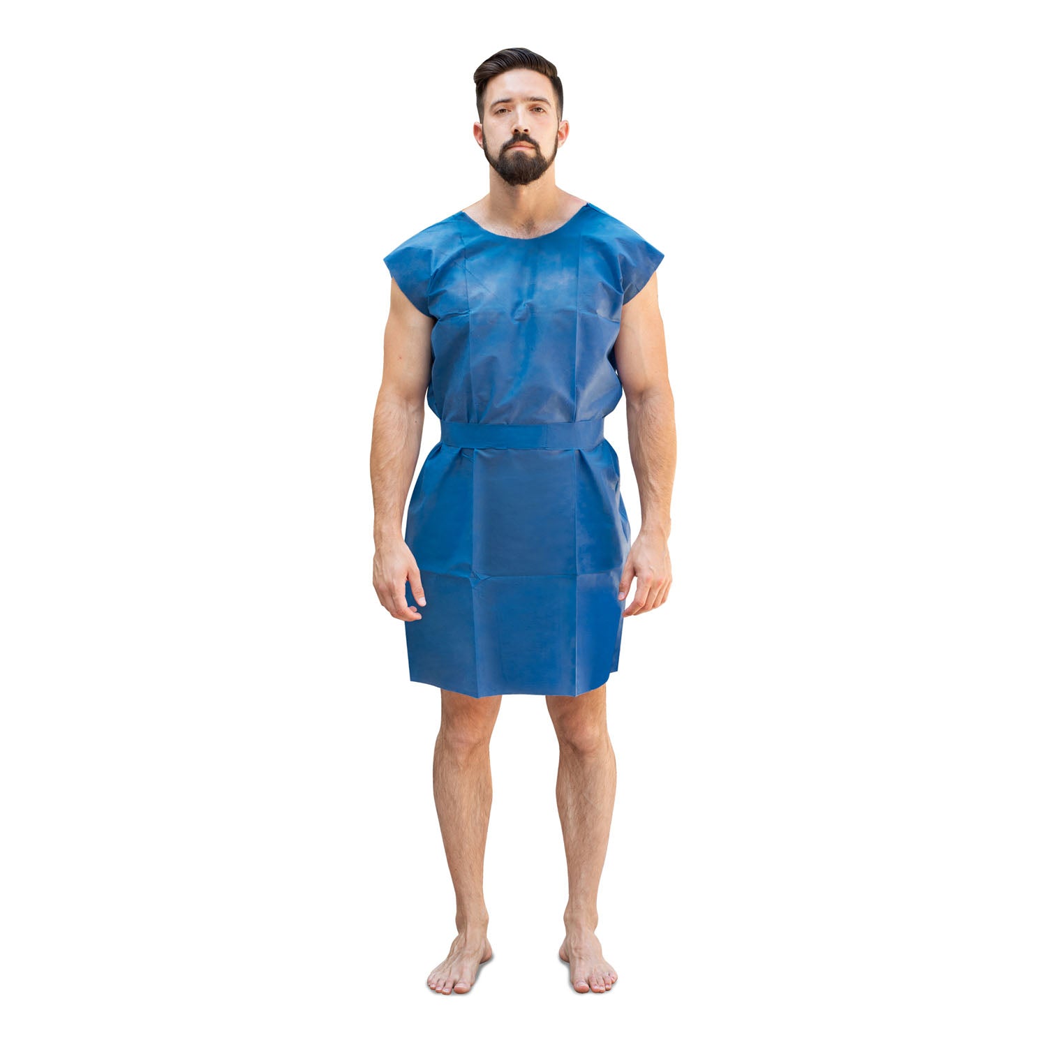 305 - Dukal Corporation - Patient Gown Deluxe, One Size, Reinforced Neck, Dark Blue, 10/bg, 5 bg/cs    , cs