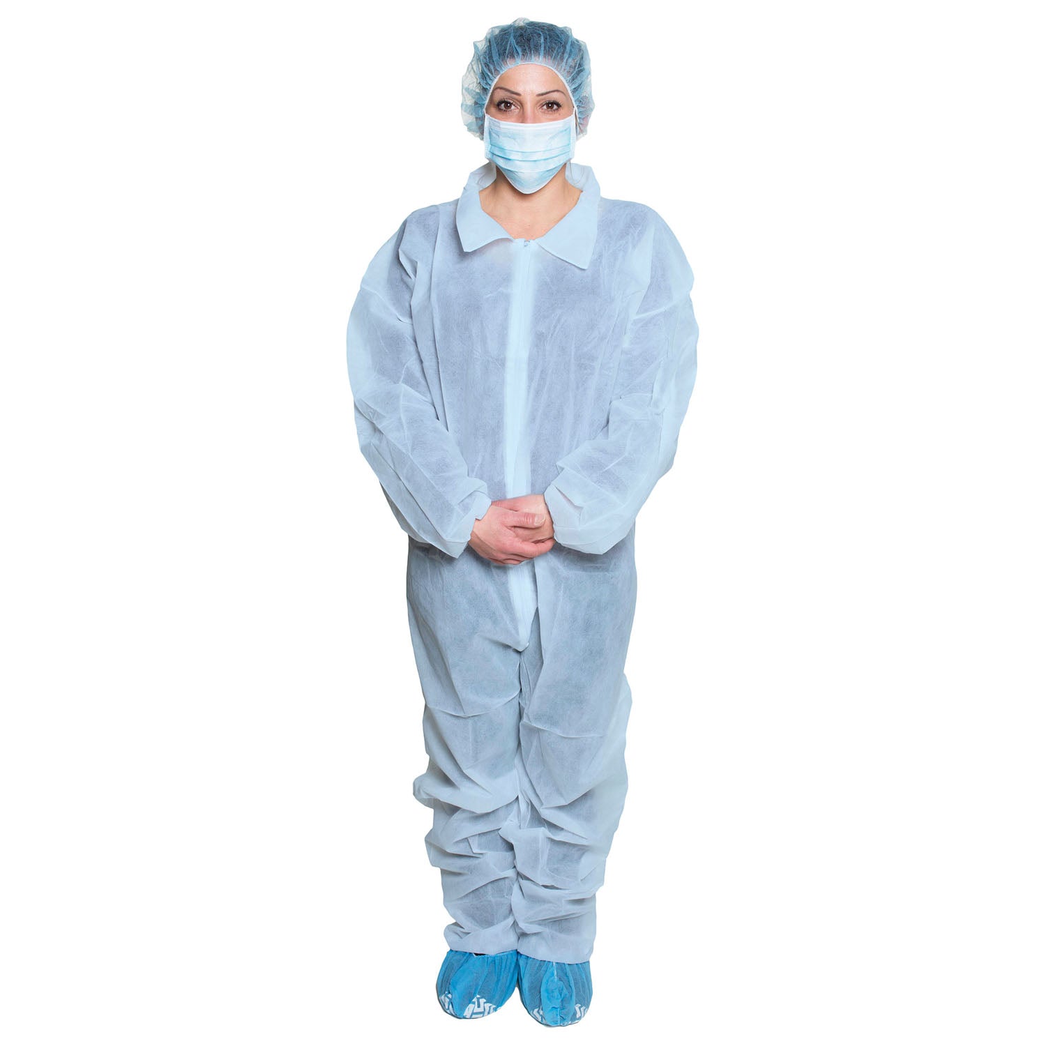 392XL - Dukal Corporation - 連身防護服，藍色，XL 碼，一次性，5 件/包，5 包/箱，箱裝