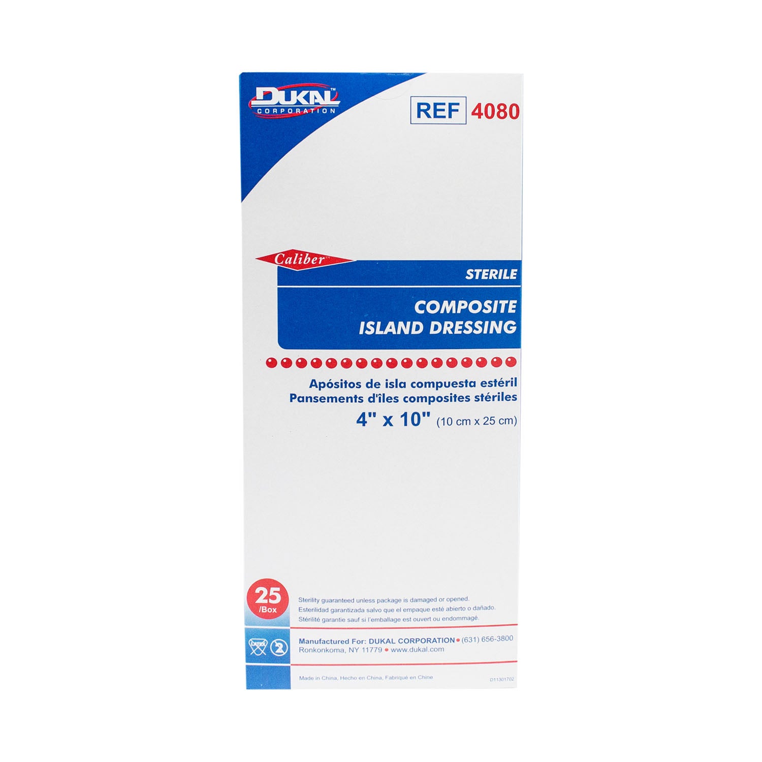 4080 - Dukal Corporation - Composite Island Dressing, 4" x 10", Sterile, 25/bx, 4 bx/cs    , cs