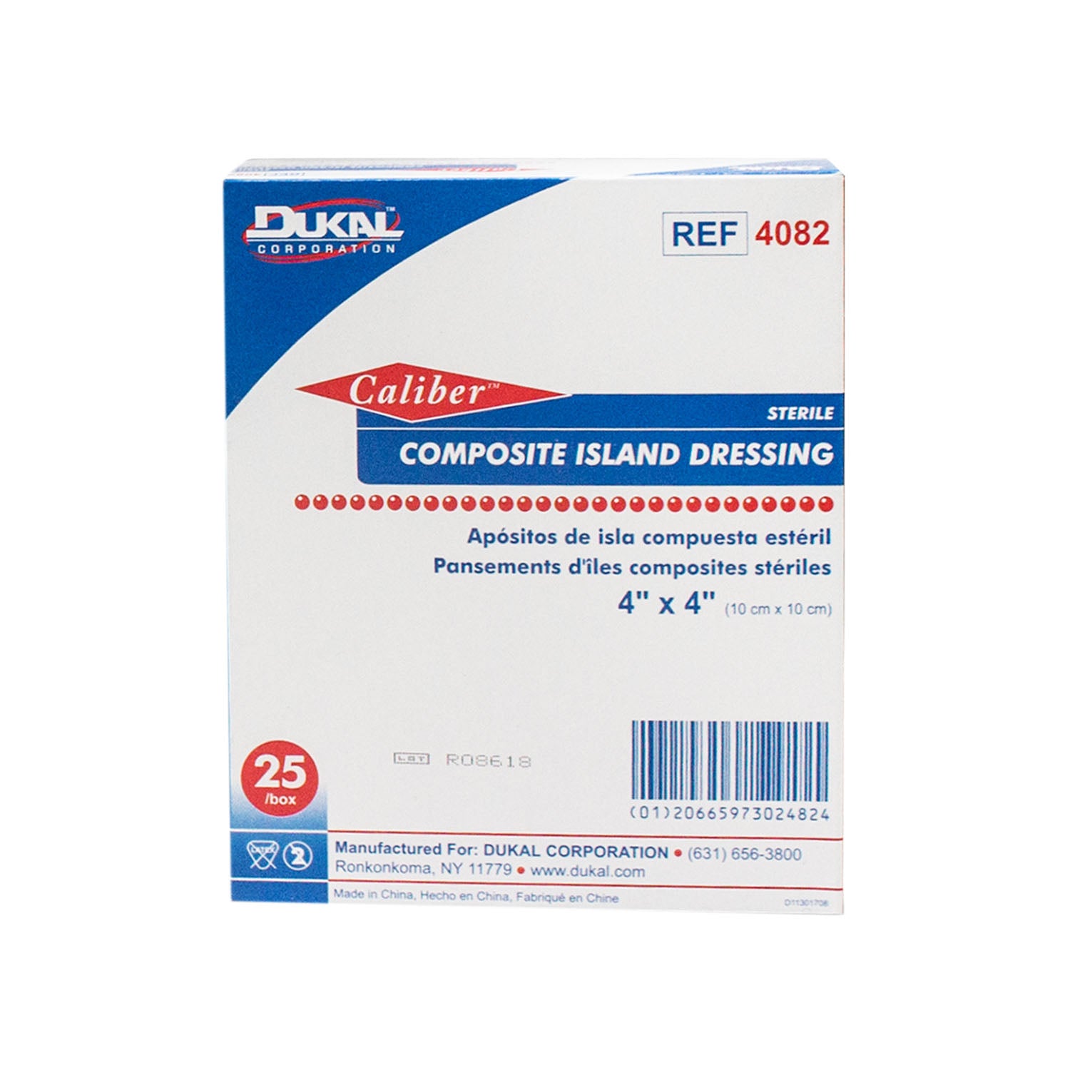 4082 - Dukal Corporation - Composite Island Dressing, 4" x 4", Sterile, 25/bx, 8 bx/cs    , cs
