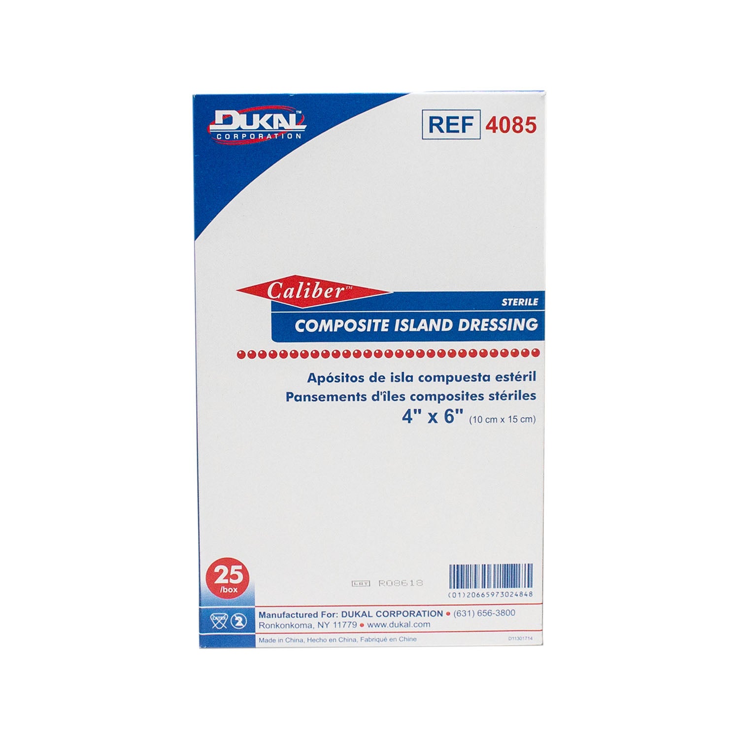4085 - Dukal Corporation - Composite Island Dressing, 4" x 6", Sterile, 25/bx, 4 bx/cs    , cs
