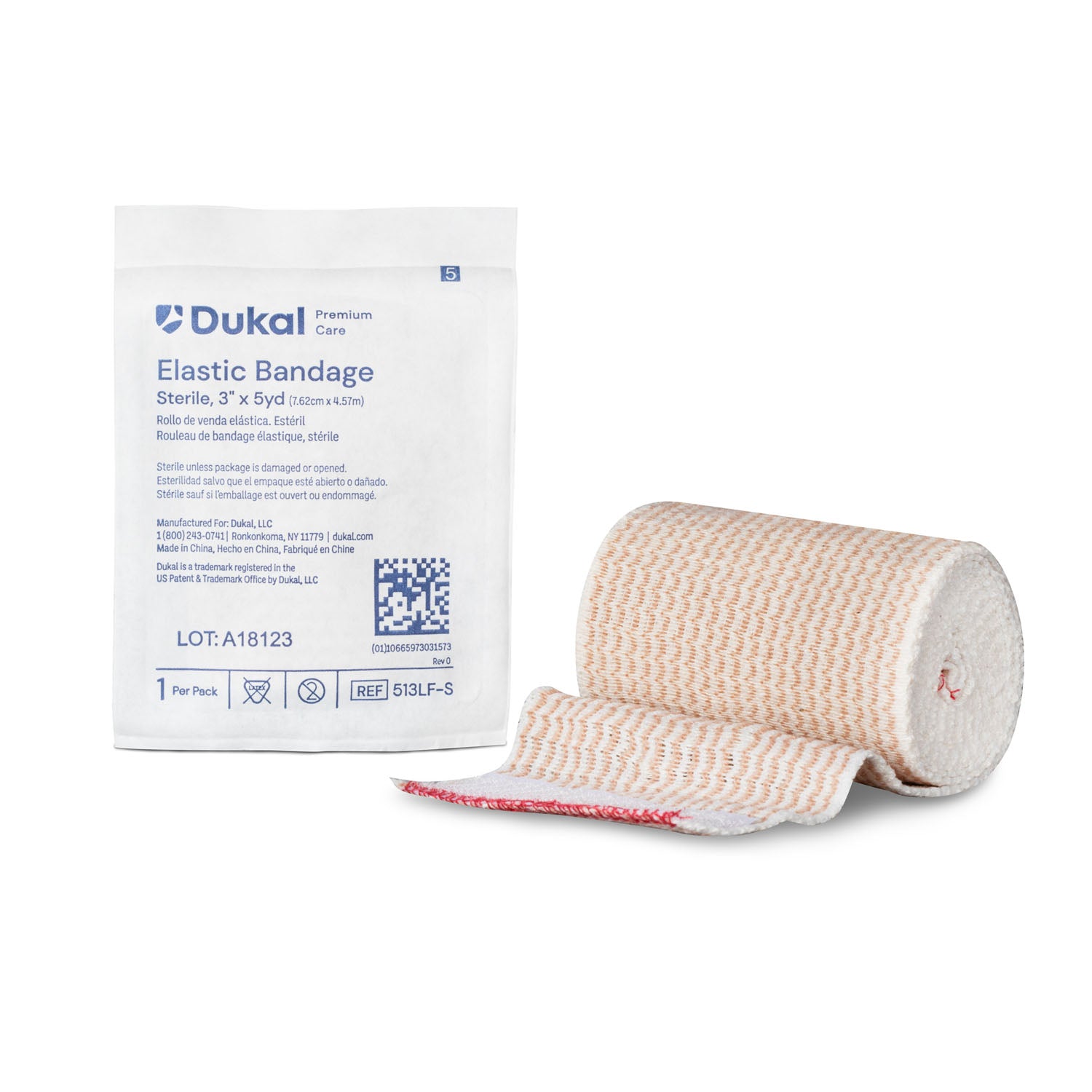 513LF-S - Dukal Corporation - Premium Elastic Bandage, 3" x 5yd, Sterile, Latex-Free, 1/pk, 36 pk/cs    , cs