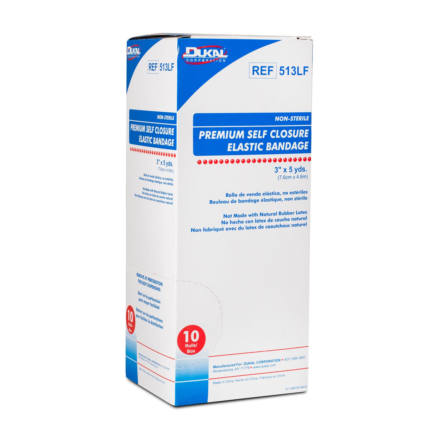 513LF - Dukal Corporation - Elastic Bandage with Self Closure, 3" x 5yd, Non-Sterile, Latex Free (LF), 10/bx, 5 bx/cs    , cs