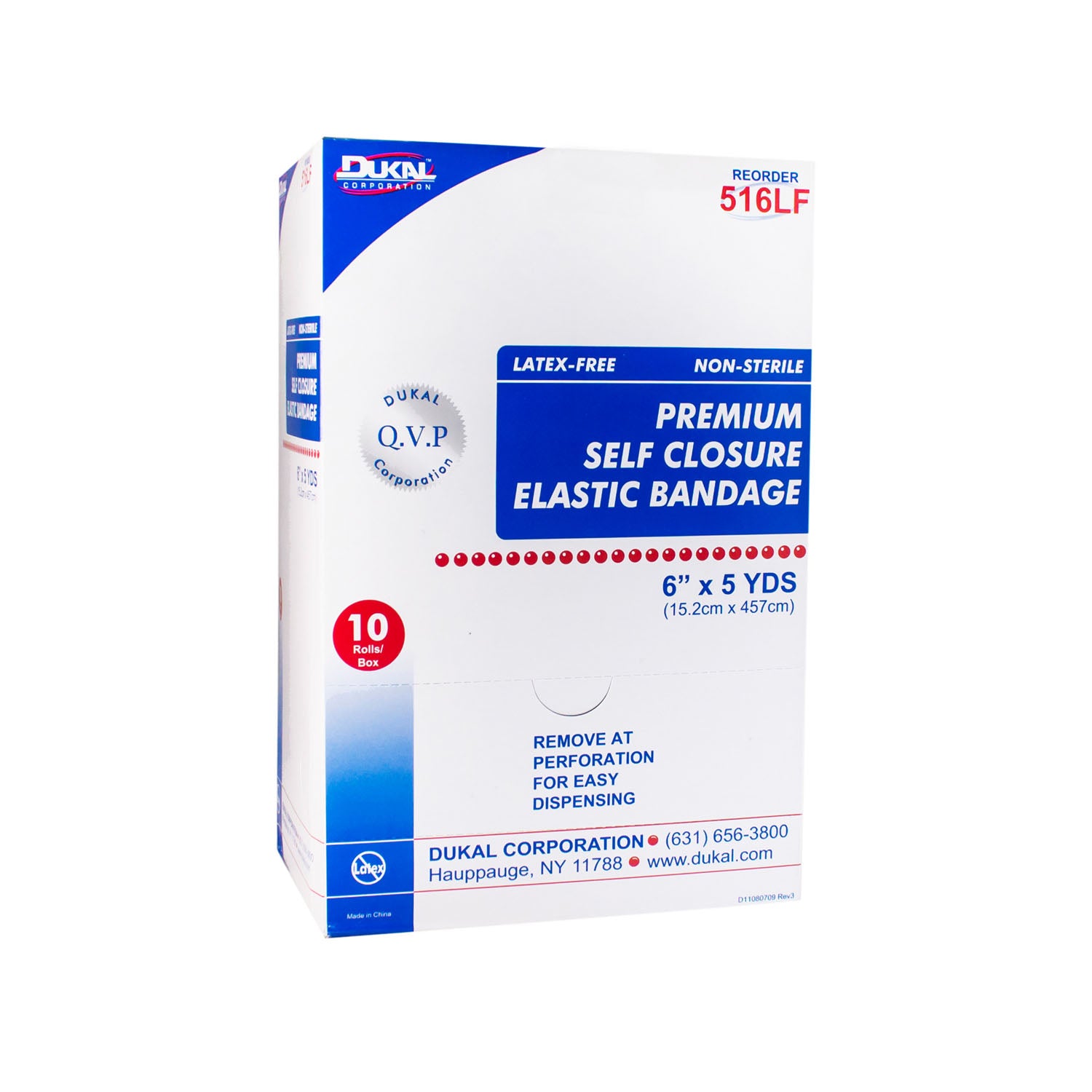 516LF - Dukal Corporation - Elastic Bandage with Self Closure, 6" x 5yd, Non-Sterile, Latex Free (LF), 10/bx, 5 bx/cs    , cs