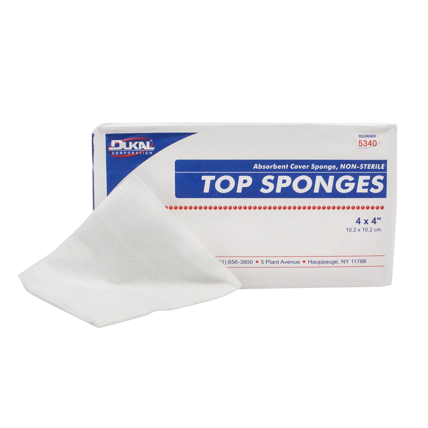 5340 - Dukal Corporation - Top Sponge, 4" x 4", 8-Ply, Non-Woven, Non-Sterile, 100/bg, 20 bg/cs    , cs