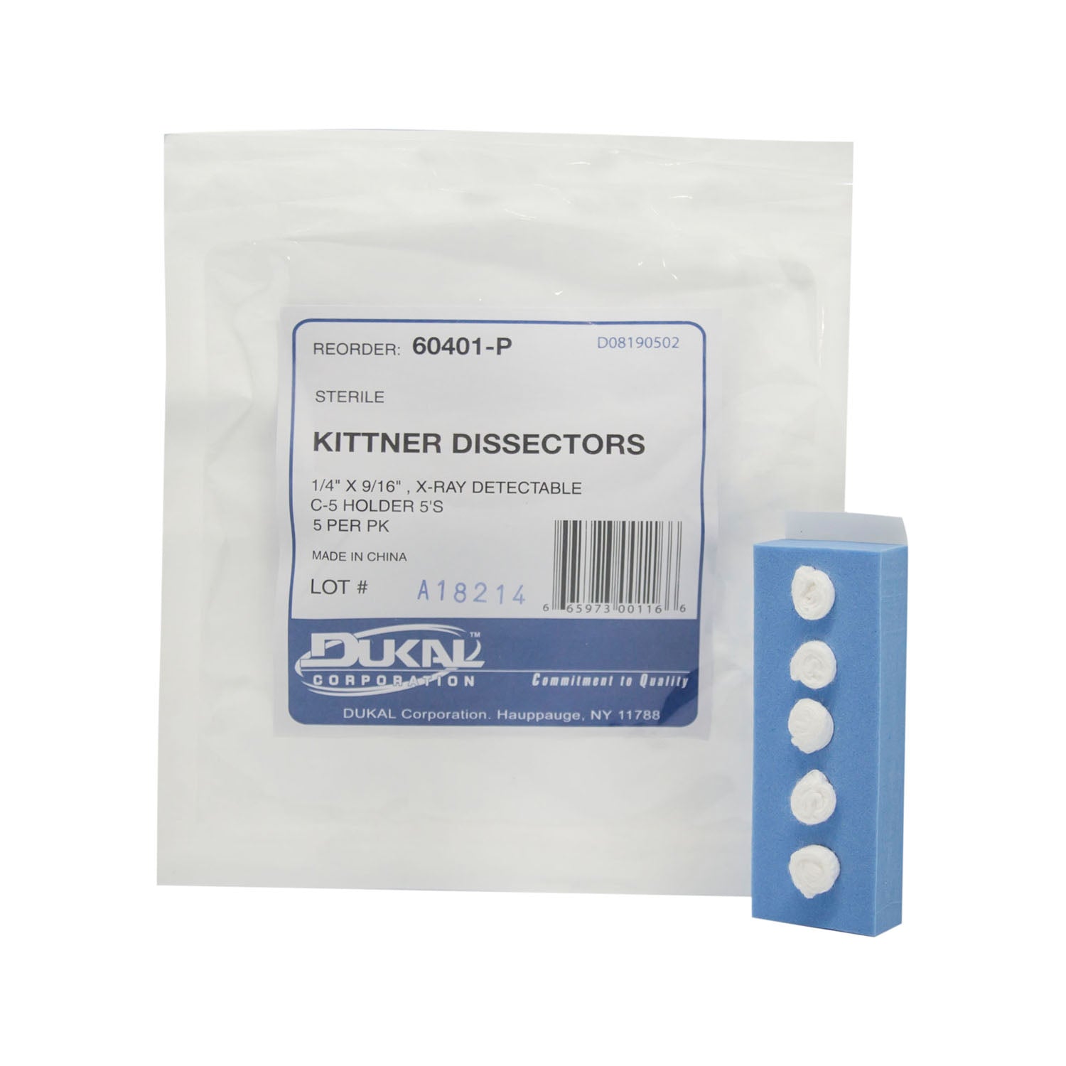 60401-P - Dukal 公司 - Kittner 解剖器，¼" x 0.56"，C-5 泡棉支架，無菌 5 件裝，5 件/包，40 包/箱，箱裝