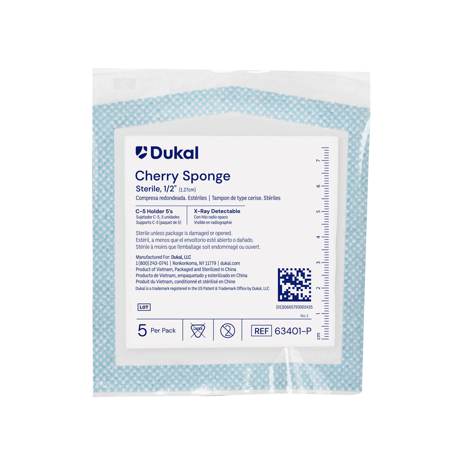 63401-P - Dukal Corporation - 櫻桃海綿，C-5 支架，無菌 5 片裝，5 片/包，40 包/箱，箱裝