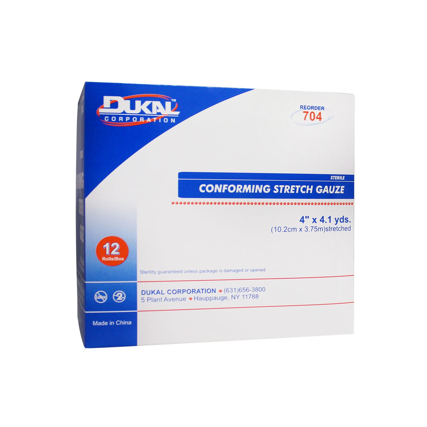 704 - Dukal 公司 - 彈性紗布，4 英吋 x 4.1 碼，無菌，1 片/包，12 包/盒，8 盒/箱，箱裝