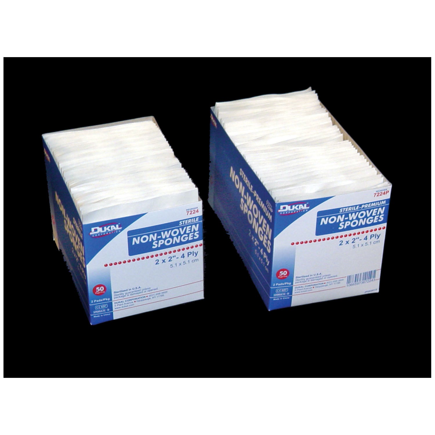 7224 - Dukal Corporation - Clinisorb 無紡布海綿，2 英寸 x 2 英寸，4 層，無菌，2 片/包，50 片/盒，30 盒/箱，箱裝
