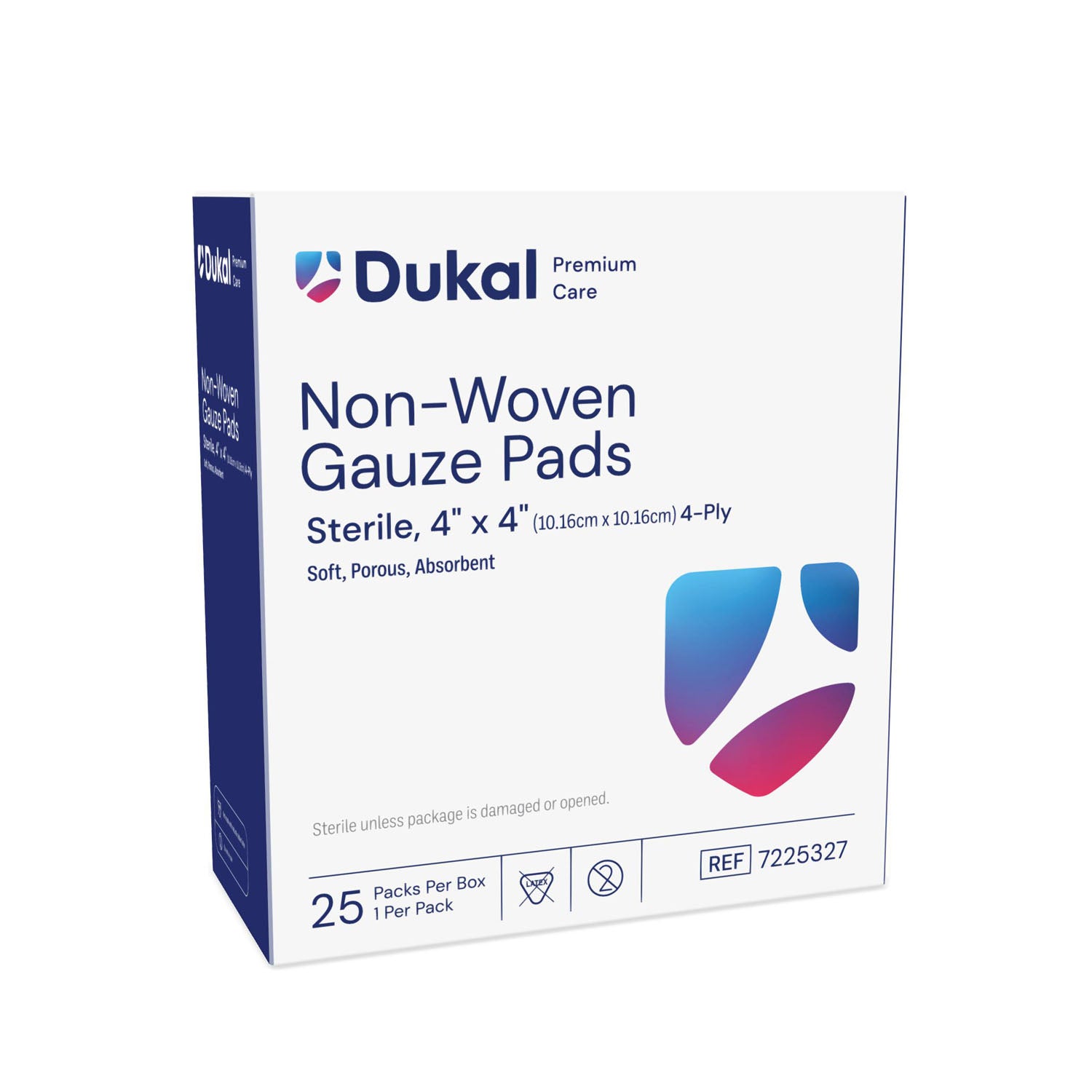 7225327 - Dukal Corporation - 無紡布墊，4英寸 x 4英寸，無菌，4層，25片/盒，24盒/箱，箱裝