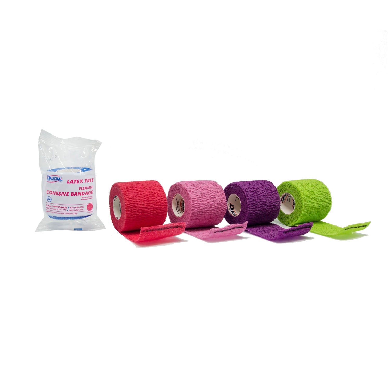 8026ASLF - Dukal Corporation - Bandage, Cohesive, 2" x 5 yds, Latex Free (LF), Non-Sterile, Assorted Colors, 1 rl/pk, 36 pk/bx    , bx