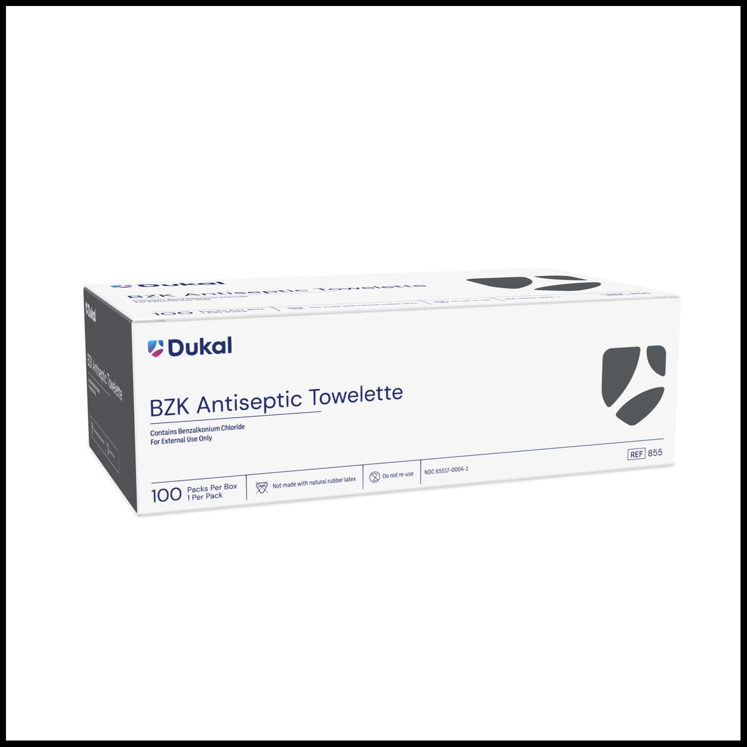 855 - Dukal Corporation - BZK Towelette, 5" x 8", 1/pch, 100 pch/bx, 20 bx/cs (Not Available for sale into Canada)    , cs