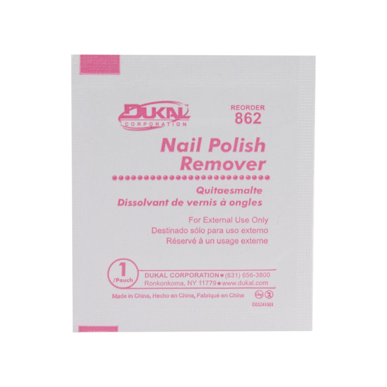 862 - Dukal Corporation - Nail Polish Remover Pads, 1/pk, 100 pk/bx, 10 bx/cs    , cs