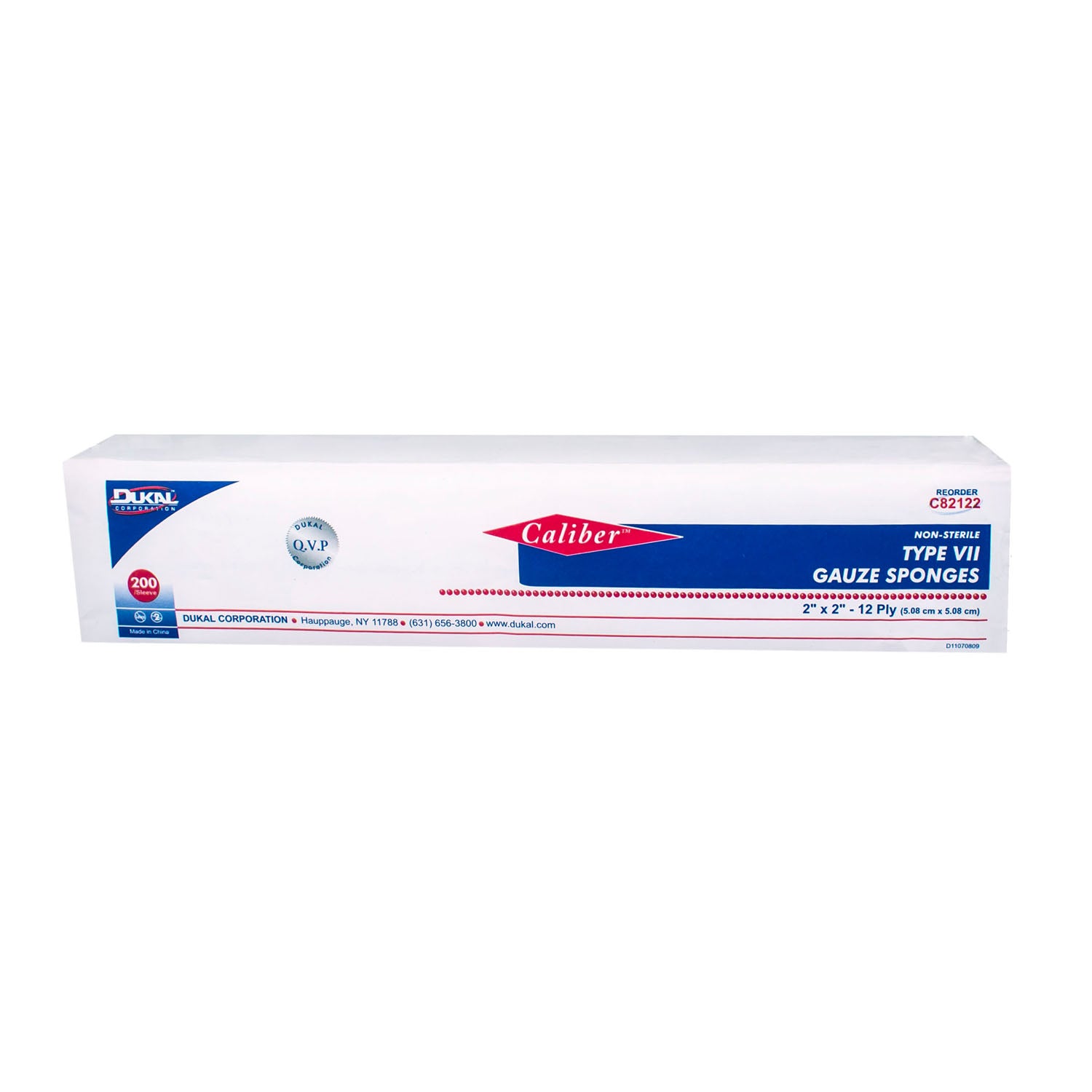 C82122 - Dukal Corporation - Gauze Sponge, Type VII, Non-Sterile, 2" x 2", 12-Ply, 200/bg, 40 bg/cs    , cs