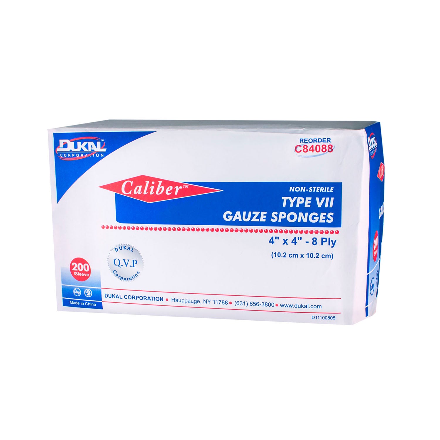 C84088 - Dukal Corporation - Gauze Sponge, Type VII, Non-Sterile, 4" x 4", 8-Ply, 200/bg, 20 bg/cs (36 cs/plt)    , cs