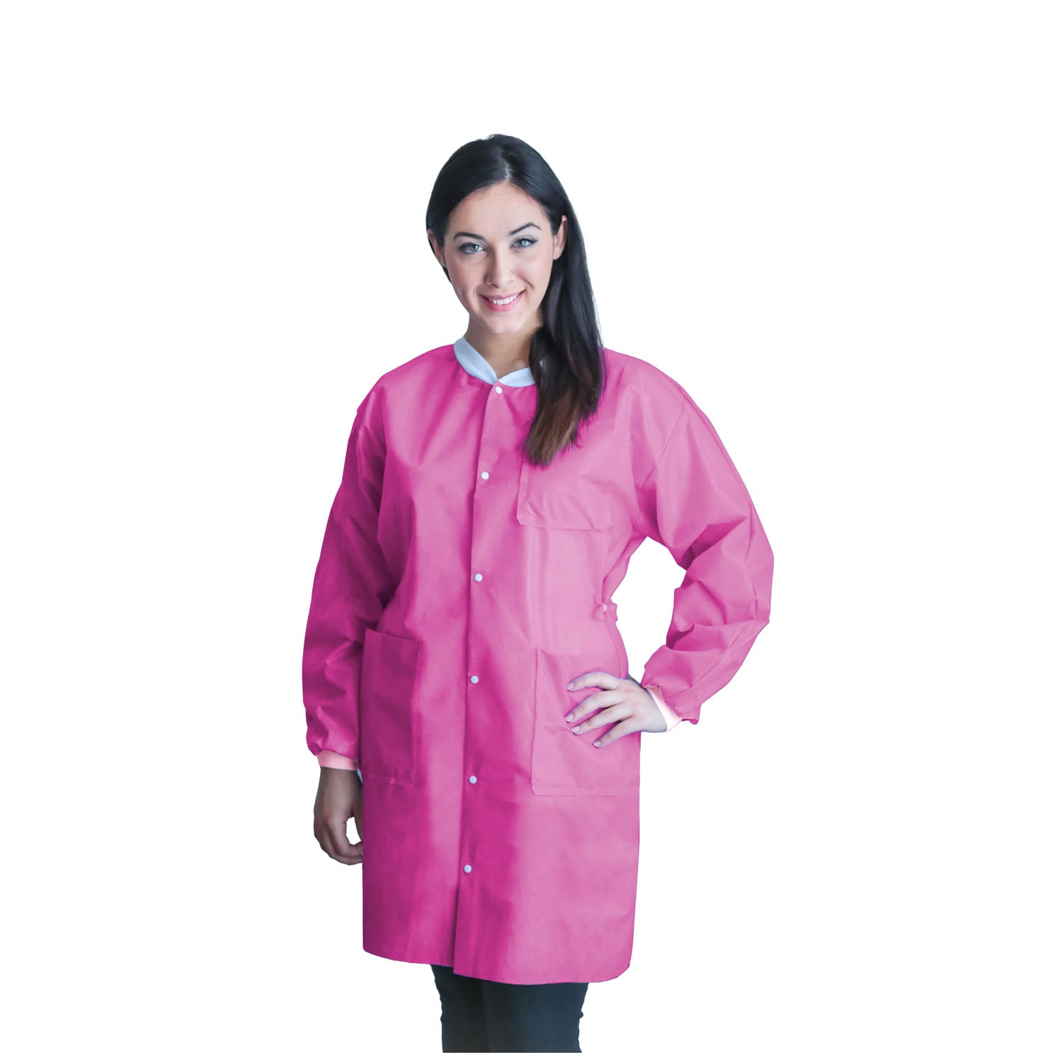 UGC-6609-S - Dukal Corporation - Batas de laboratorio FitMe, pequeñas, rosa frambuesa, 10 unidades
