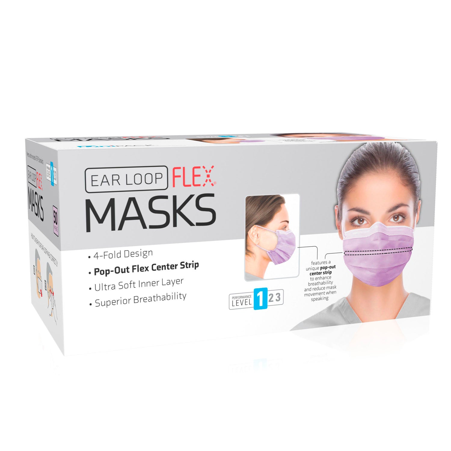 ULM-6184 - Dukal Corporation - Flex Mask, Level 1, Ear-Loop, Lavender, 50/bx, 20 bx/cs    , cs