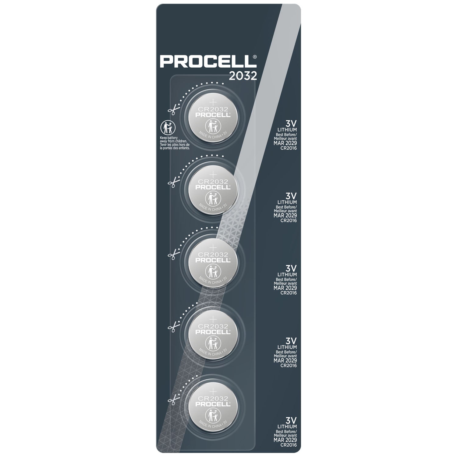 PC2032 - Duracell - Procell Lithium Coin Battery, 2032, 5/pk, 4pk/bx, 10bx/cs (Item is considered HAZMAT and cannot ship via Air or to AK, GU, HI, MP, PR, VI) (Products are not for Private Household Markets; Products cannot be sold on Amazon.com or any o